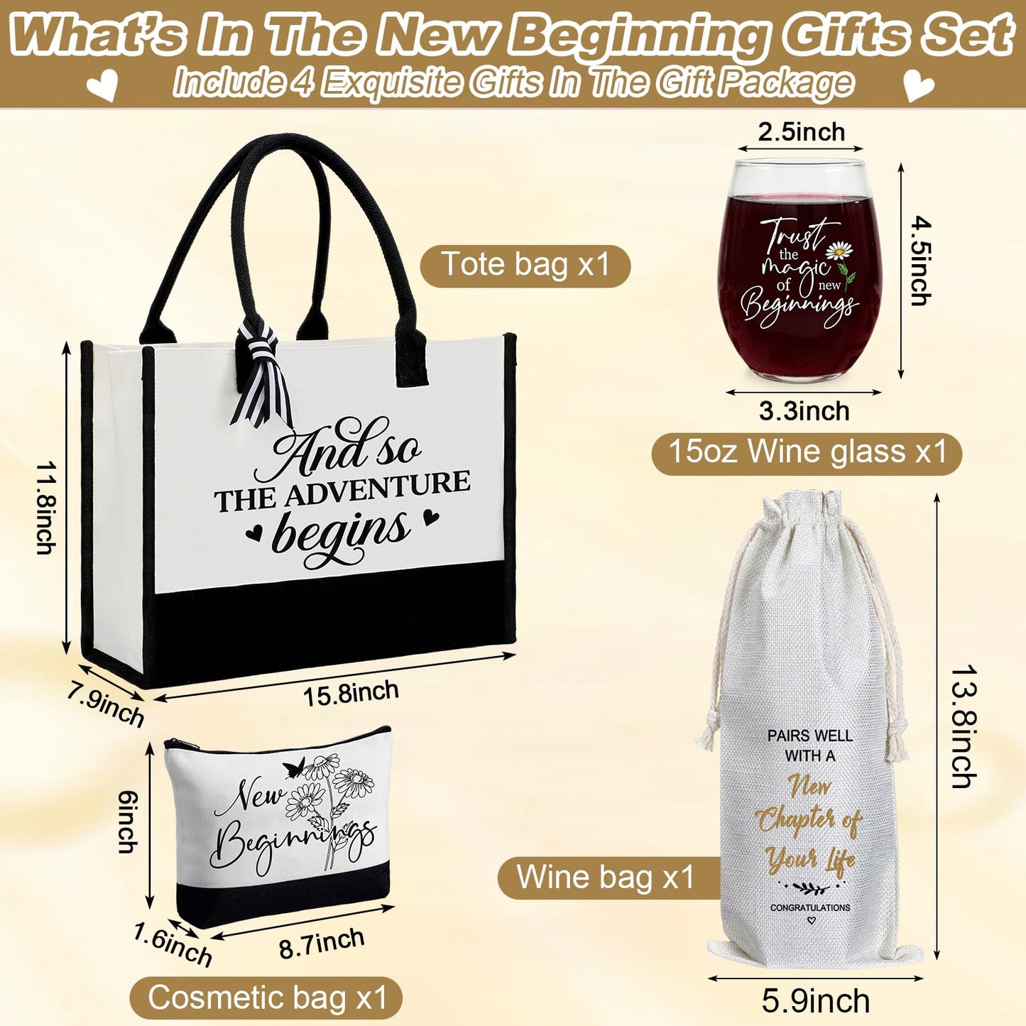 Sanwuta 4 Pack New Beginnings Gifts for Women Perfect Farewell Going Away New Job Retirement Break up Divorce Self Care Good Luck Gifts for Coworkers Friends Sisters Moms