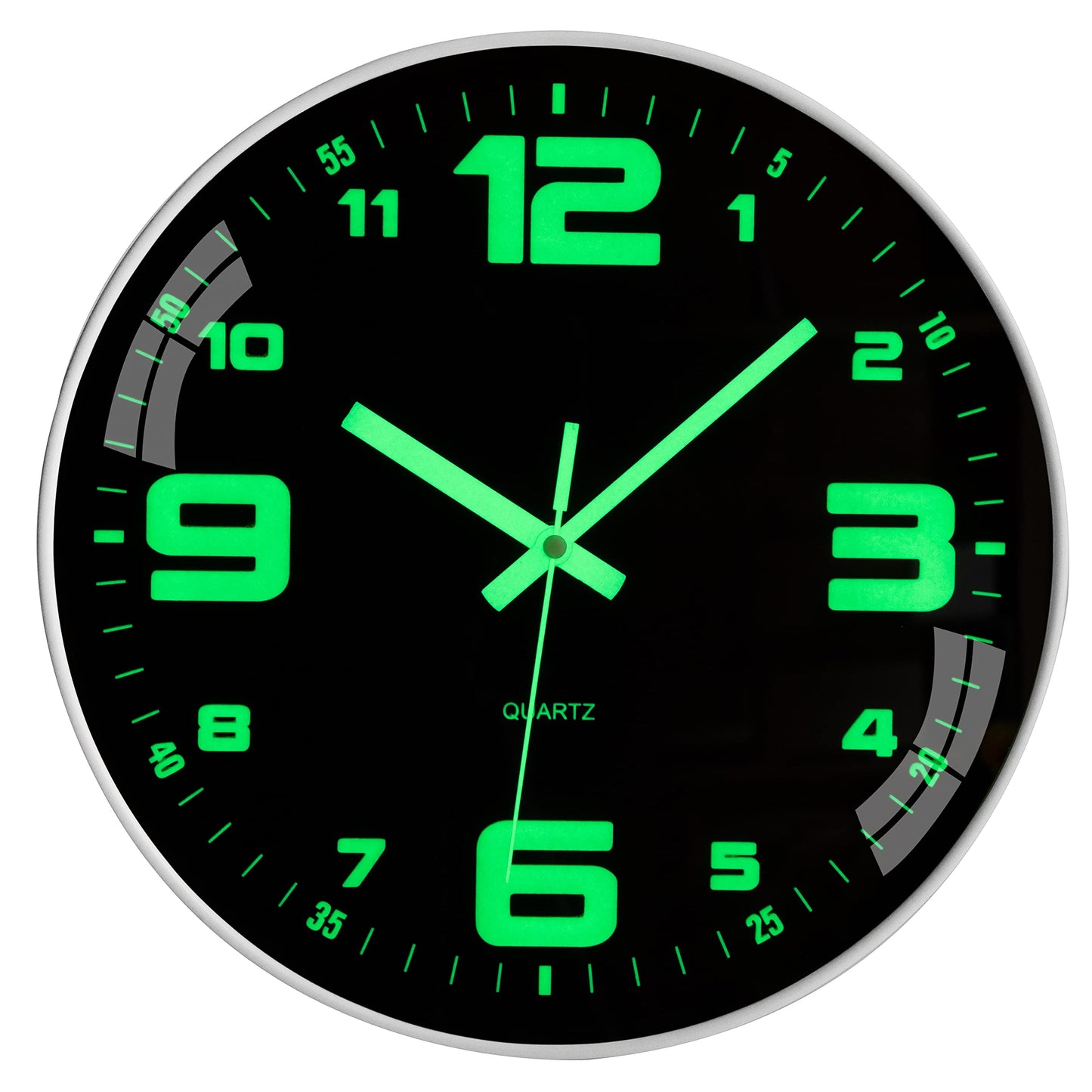 Warminn Wall Clock 12 inch Battery Operated Silent Non-Ticking Glow in The Dark Clocks Analog Small Digital Night Light Up Neon Outdoor Clocks for Living Room Bedroom Kitchen Bathroom Home Decor