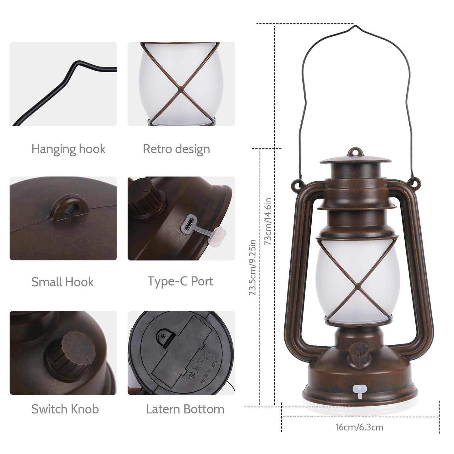 2 Pack Vintage Lantern Flickering Flame Rechargeable LED Retro Camping Lights 4 Modes Remote Control Battery Powered Outdoor Lamp Hanging Lanterns