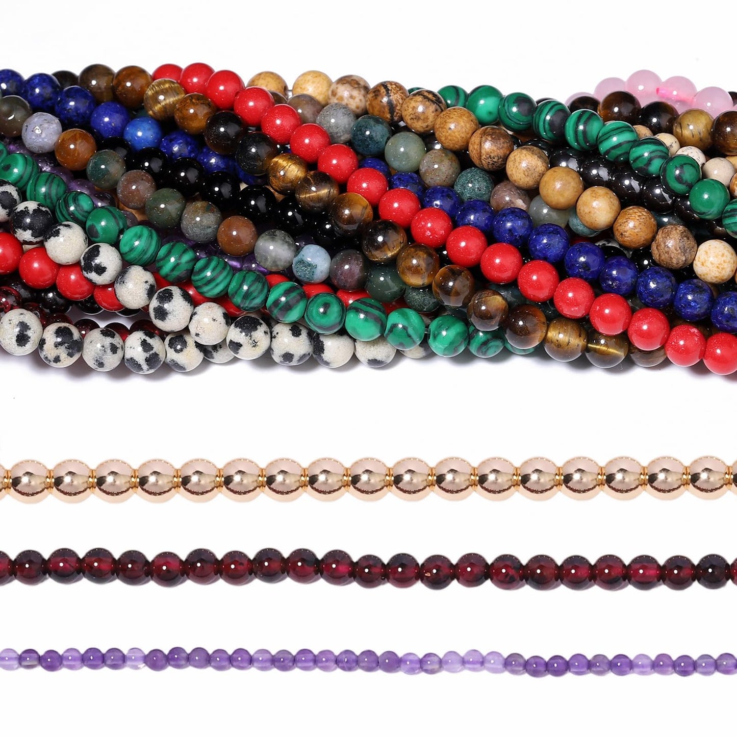 Songxi 90pcs 4mm Amethyst Natural Round Stone Beads for Jewelry Making, Smooth Loose Small Gemstone Beads for Bracelets Necklace, Chakra Stones with Energy Power