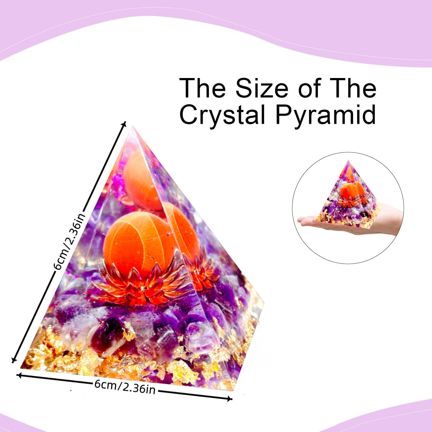 Saefheled The Flower of Life Orgone Pyramid,Natural Energy Amethyst&Rainbow Stone Orgonite Crystal Healing Pyramid,for Reduce Stress, Balance Chakra,Meditation Attract Luck,Accumulate Wealth&Health