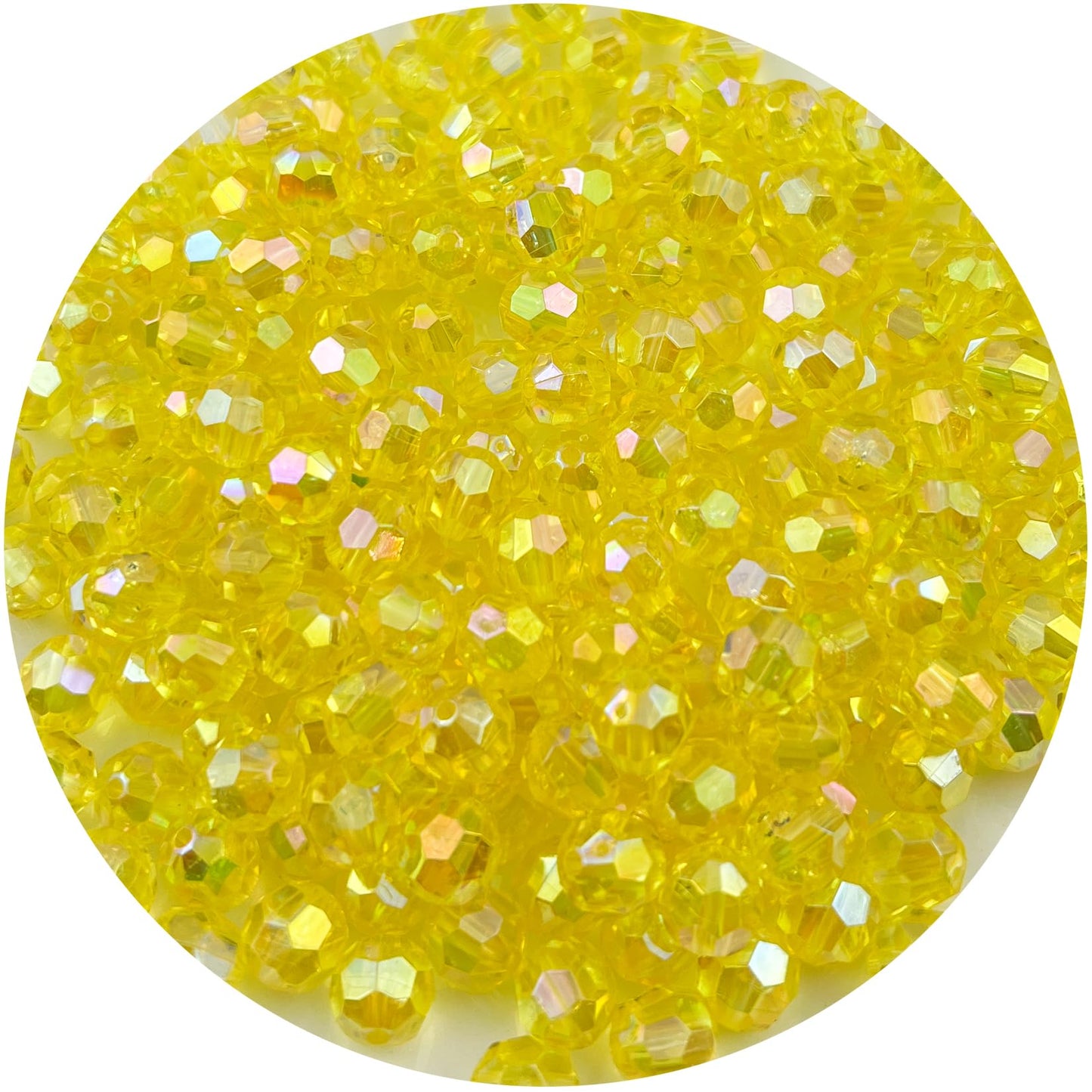Daiyifiy 1000 Pcs 6MM Round Faceted Acrylic Beads AB Color Transparent Crystal Acrylic Beads Round Bicone Beads for Jewelry Making, Bracelets Necklaces Earrings Wind (133- Pale Yellow AB)