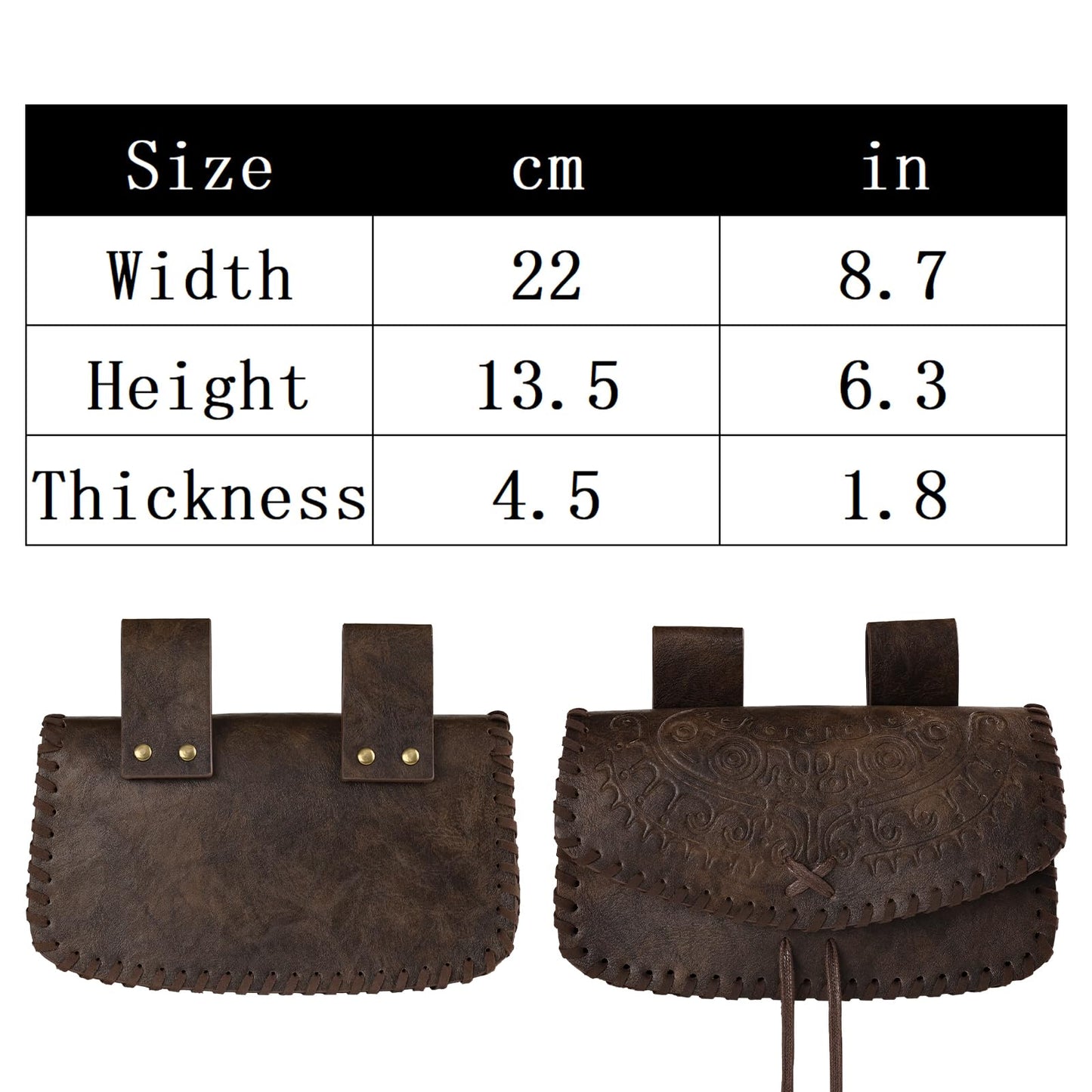 HiiFeuer Viking Craft Kits Belt Bag, Vintage DIY Kits Medieval Faux Leather Side Pack, Portable Belt Pouch for Ren Faire (Brown B)