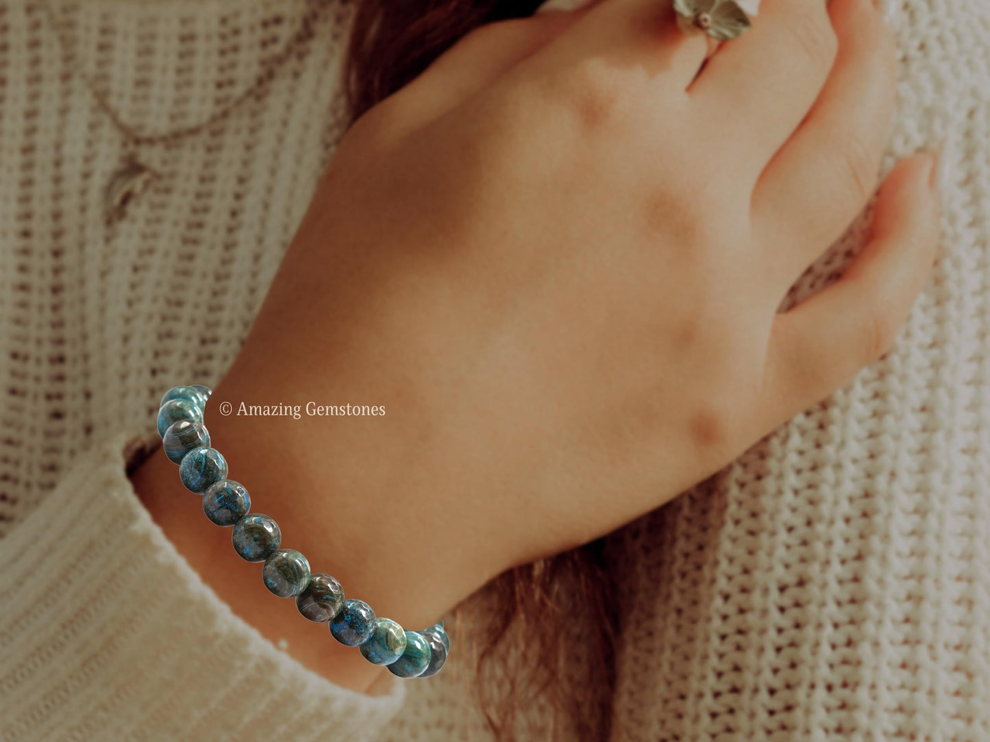 Amazing Gemstone Chrysocolla Bracelet for Women - Chakra Mens Bracelet Protection Crystals and Healing Stones - Blessing Bracelet Spiritual Meditation Gift Christmas Stocking