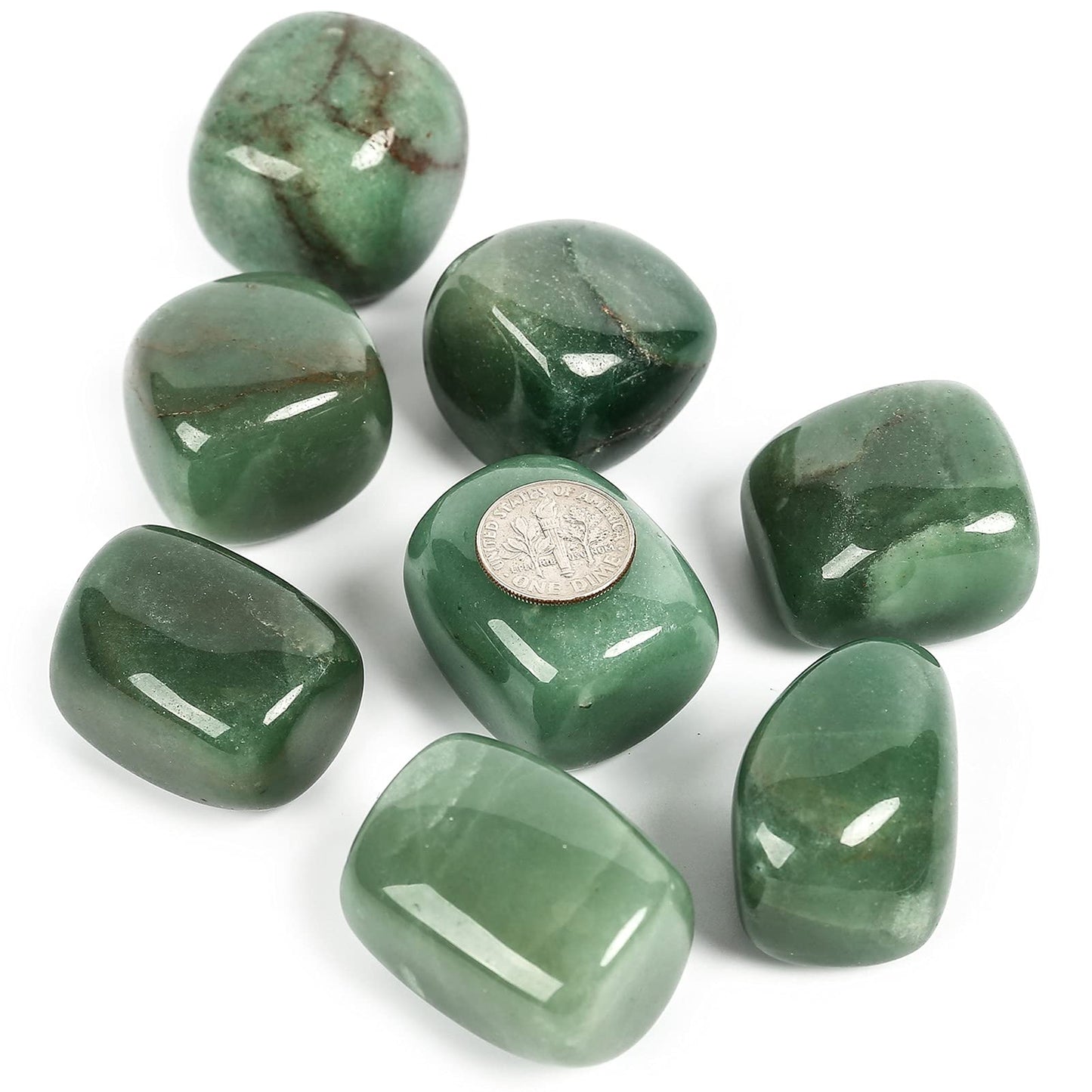 ZenQ 1/2 lb Tumbled Green Aventurine Stones for Wicca, Reiki, and Energy Crystal Healing, Natural Green Aventurine from Brazil