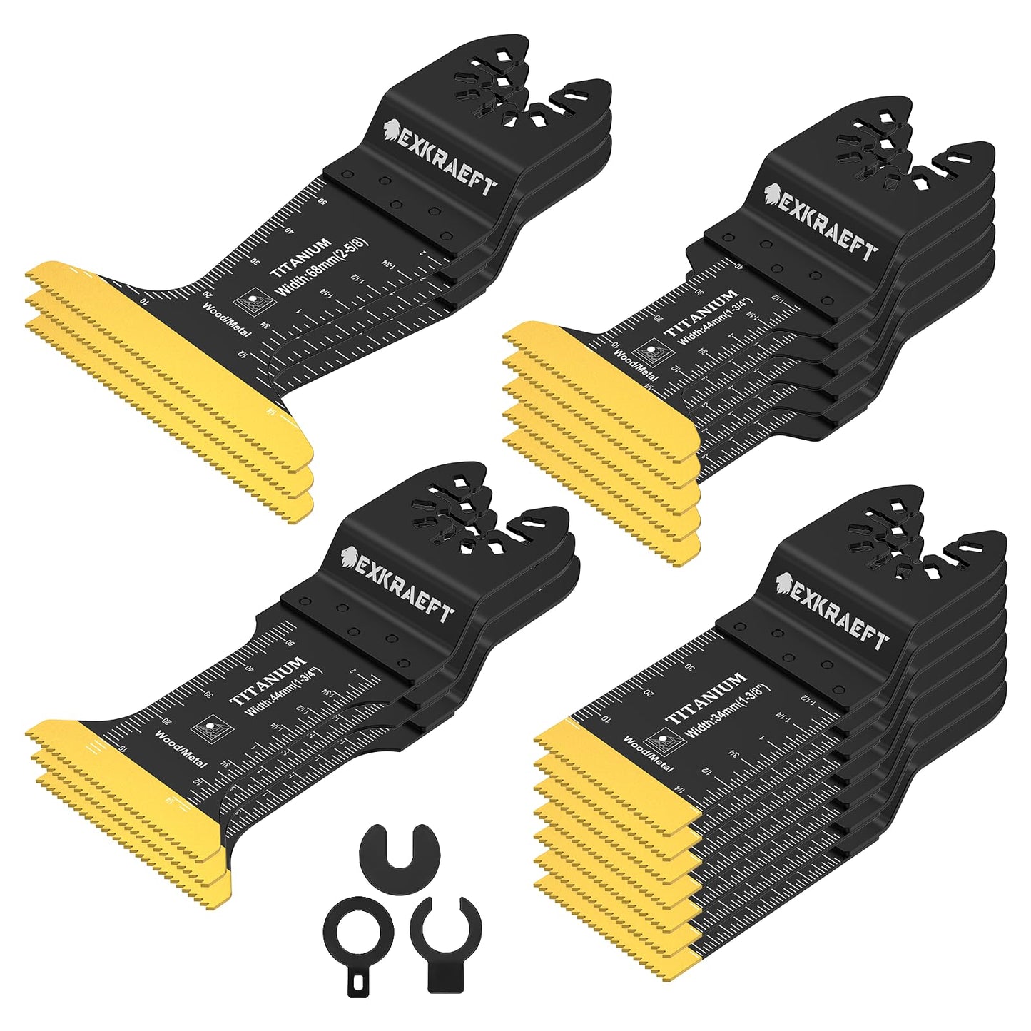 EXKRAEFT 18 PCS Titanium Oscillating Tool Blade, Professional Universal Multitool Blades for Wood Plastic Metal, Multi Tool Blades Kits Fit Dewalt Milwaukee Ryobi Rockwell Fein