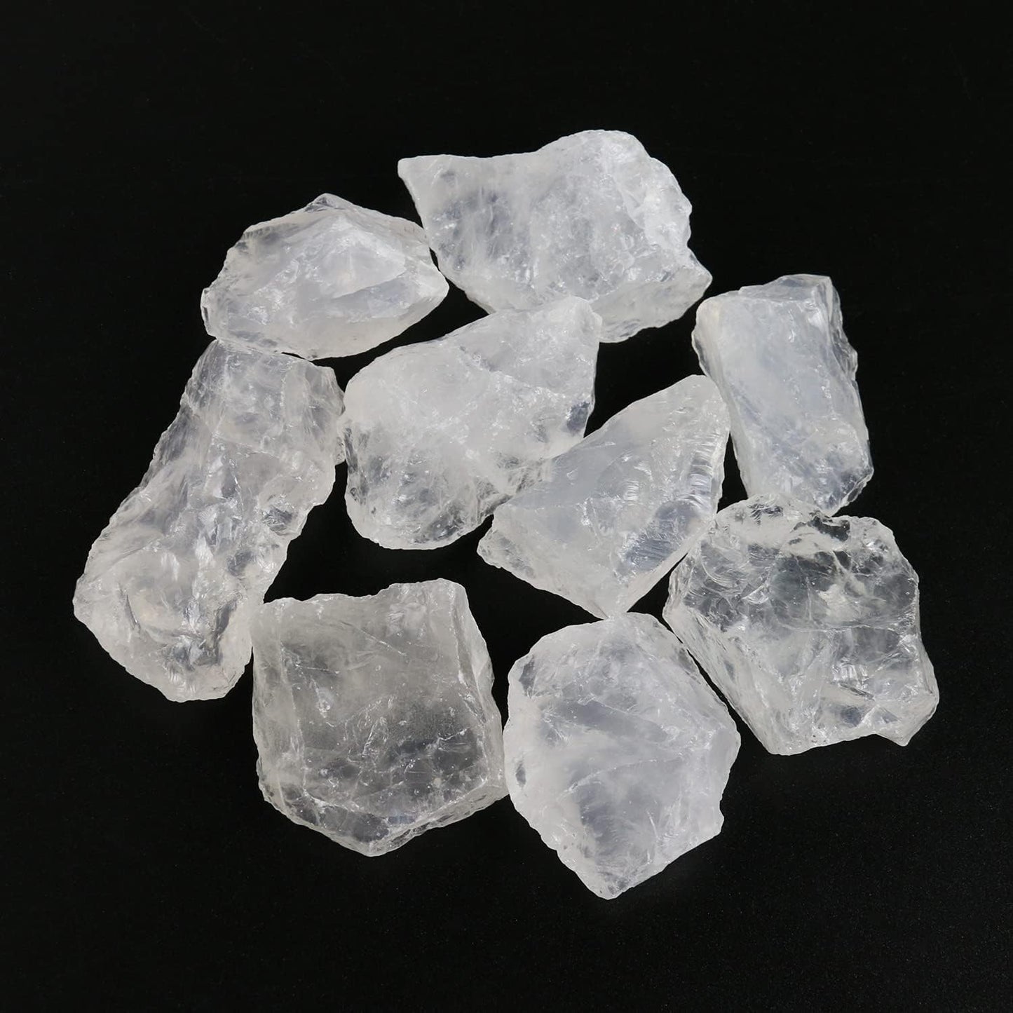 Nvzi Clear Quartz Crystal Bulk, Raw White Quartz Crystal Stones for Wicca, Reiki, and Energy Healing Crystals, Witchcraft Supplies, Rocks for Tumbling, Calcite Crystal, Hypnotic Gems(1 Lb)