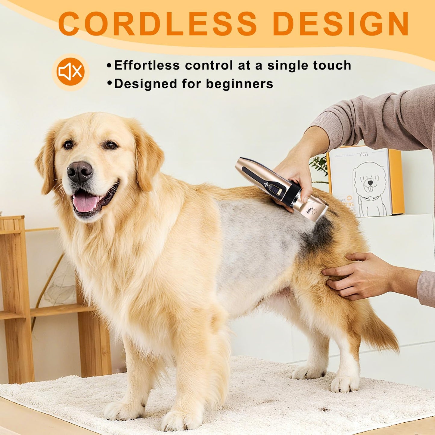 HappyYILIDA Dog Clippers for Grooming, Low Noise, Electric Quiet, Adjustable Clipper Comb for Dog Grooming Kit, cat Supplies Pet Hair Clippers Grooming kit for Dogs at Home