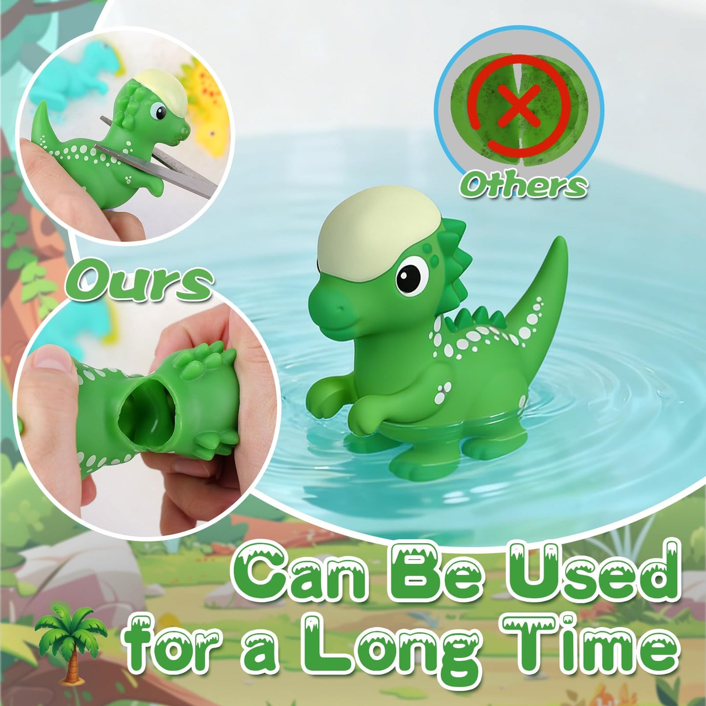 Bsenhe 9PCS Dinosaur Bath Toys for Kids, Mold Free Bath Toys for Toddlers, Float on Water Bathtub Toys for Babies 6-12 Months 1-6 Birthday Christmas Stocking Stuffers Gifts