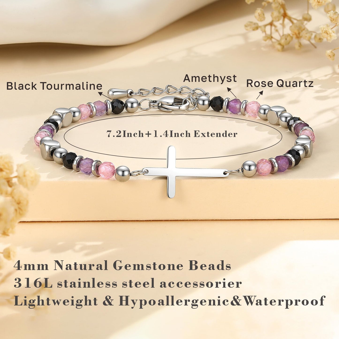 Granddaughter Gifts from Grandma, Dainty Christian Cross Bracelet – Anxiety Relief Jewelry for Birthday, Graduation, Anniversary, Christmas, Adjustable Crystal Bracelet