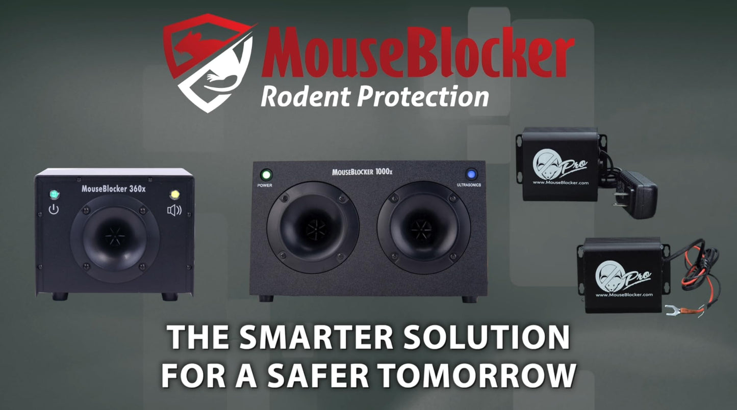 MouseBlocker 1000x Powerful Plug-in Ultrasonic Mouse and Rodent Deterrent for Buildings, Garages, Attics and More. Works with All Rodents. Ultrasonic Rodent Repeller, Band