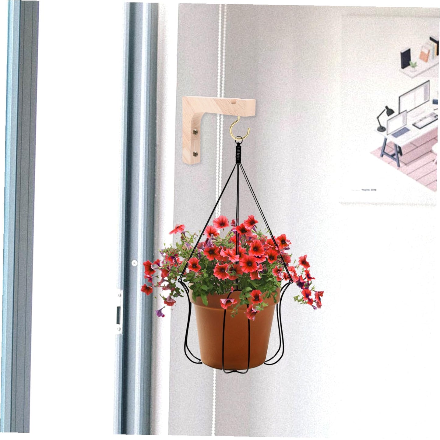 VICASKY Wood Hooks for Hanging Plants 2pcs Indoor Plant Hanger Brackets Wooden Wall Mount Heavy Duty for Garden Porch and Outdoor Use