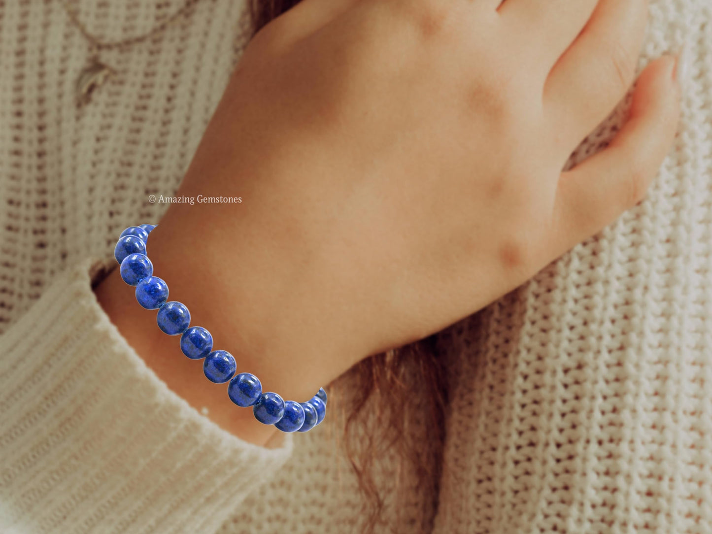 Amazing Gemstone Lapis Lazuli Bracelet for Women Men's Gifts - Protection Healing Crystal 8mm Gemstones Beaded Adjustable Bracelet Pulseras Para Hombres Mujer Stocking Stuffers (Lapis Lazuli Onyx)
