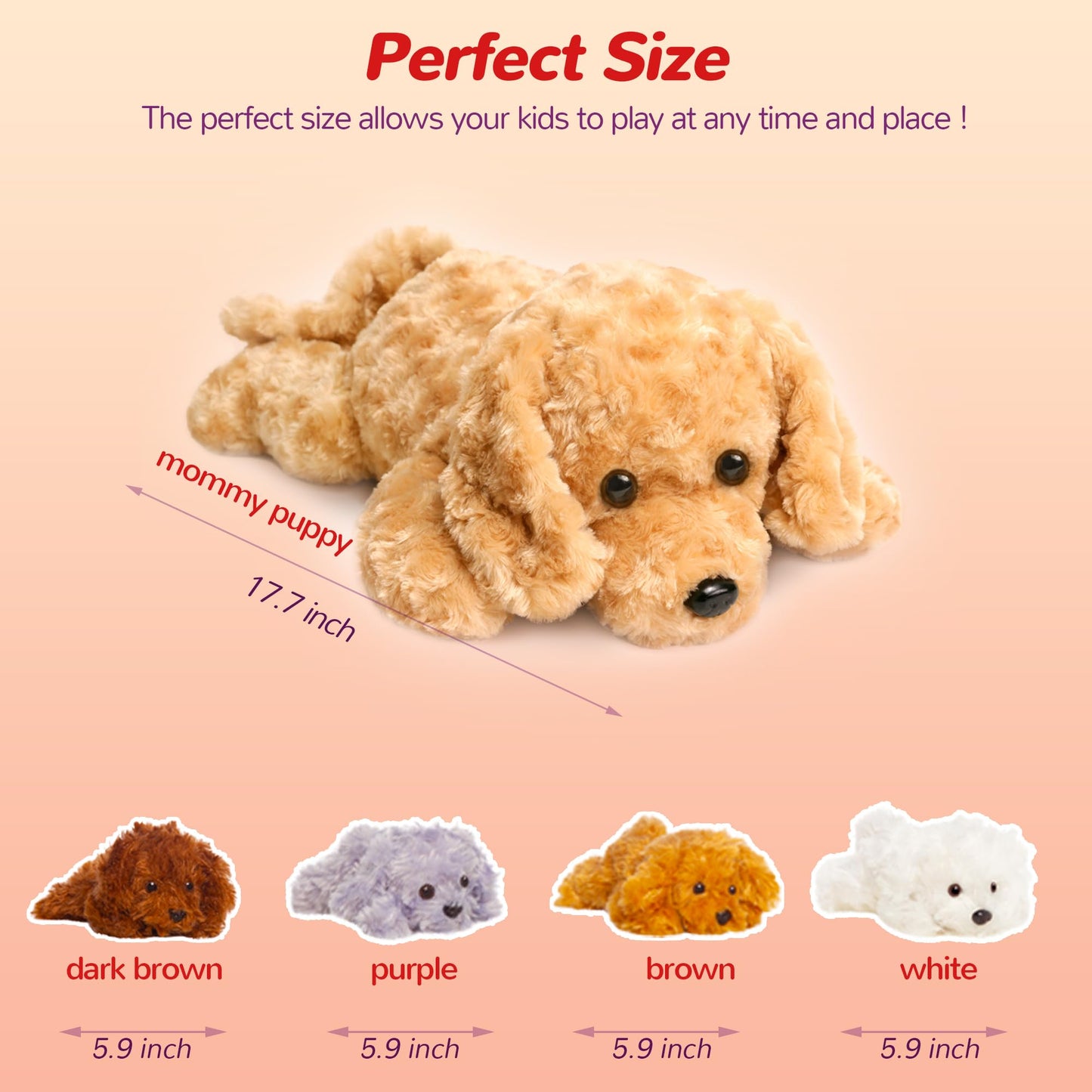 5 Pieces Dog Stuffed Animals for Girls, 1 Mommy Dog with 4 Babies,Puppy Stuffed Animals Gifts for Girls 3 4 5 6 7 8 9 Years, Soft Plush Toys for Kids Christmas, Valentine's, Birthday, Children's Day