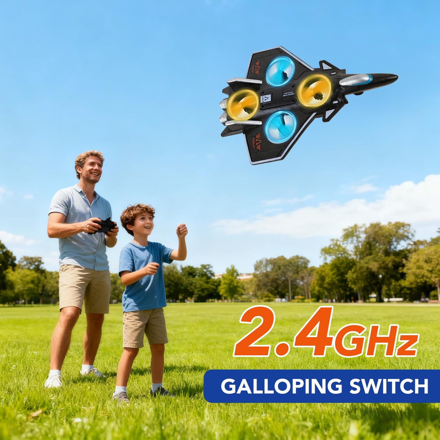 NXD Foam Remote Control Airplanes RC Planes for Kids Adults Beginners, Outdoor Stunt RC Airplane Toy with 360° Flips & Lights, Easy to Fly Gift for Boys Girls