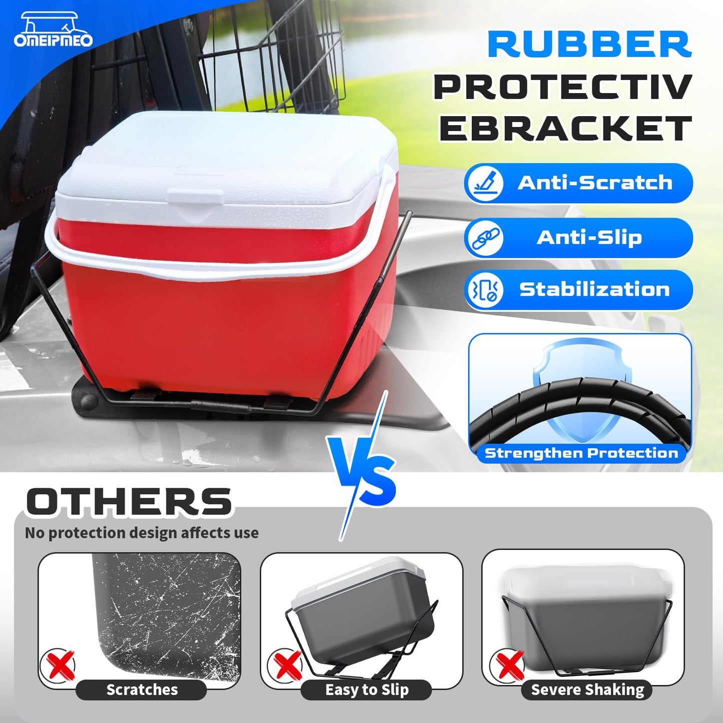 Upgrade 15L Golf Cart Cooler, Portable Golf Cart Ice Chest with Mounting Bracket, Ice Packs, 15 Quart Large Capacity Strong Insulation Ice Cooler Fits Club Car EZGO Yamaha (Red Golf Cart Cooler)