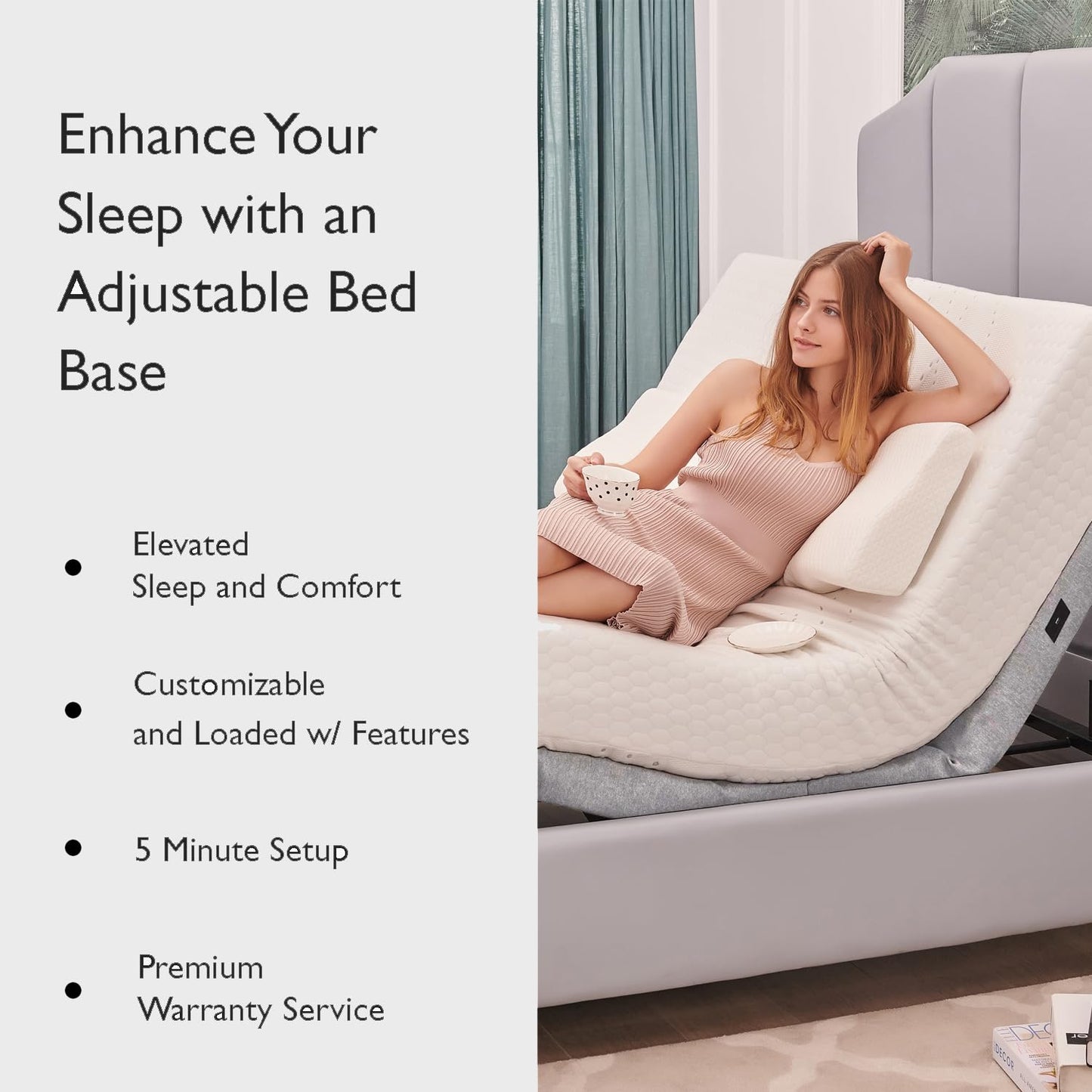 Irvine Home Collection Premium Queen Adjustable Bed Base Fully Loaded with 8 Inch Gel Memory Foam Mattress - Dual Massage - USB Ports - Zero Gravity - Underbed Light - Wireless Remote - Zero Clearance