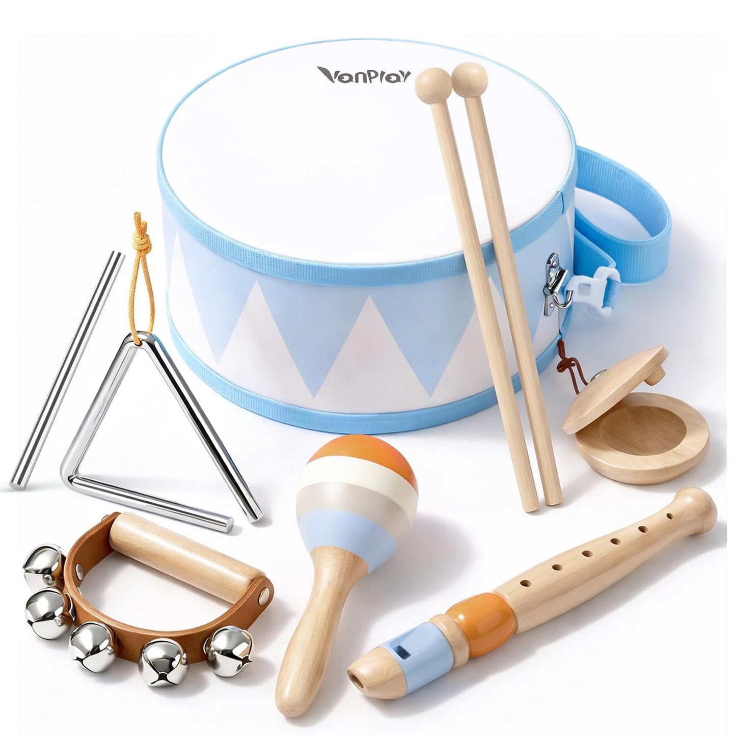 Vanplay Drum Set for Toddler - Toys for 2 3 Year Old Boy Girls Birthday Gifts - Wooden Musical Instruments for Toddlers 2-4, Preschool Montessori Music Toys with Snare Drum for Kids Age 3-5