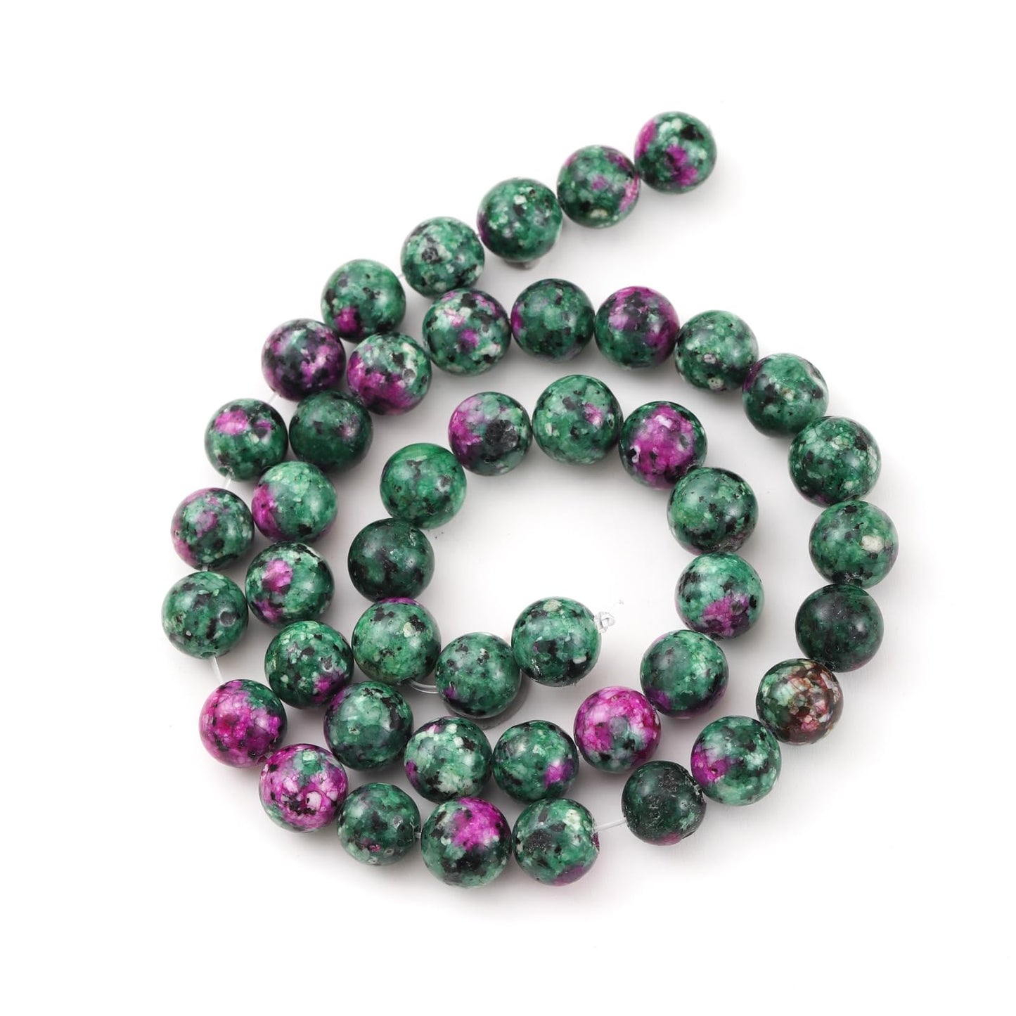 10mm 38pcs DIY Natural Ruby Zoisite Stone Beads Round Healing Crystal Gemstone Loose Beads for Jewelry Making Handmade Bracelet Necklace
