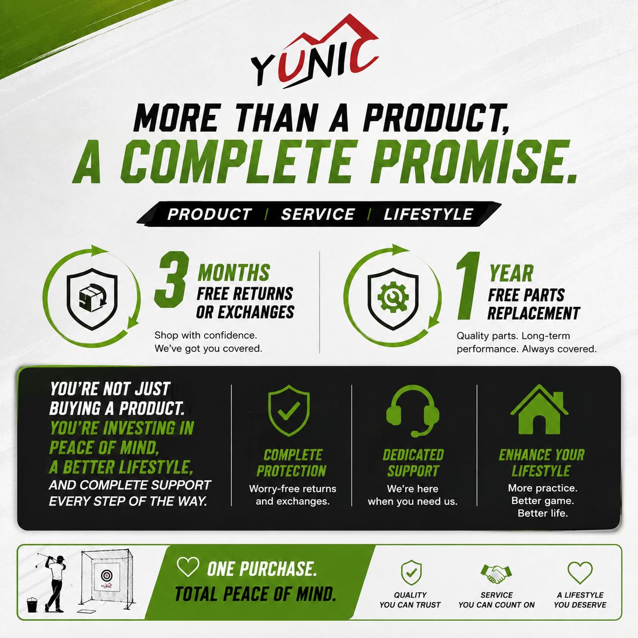 YUNIC Golf Driving Cage with Steel Frame, Golf Nets for Backyard Driving for Full Swing and Chipping Practice Indoor Outdoor (Black, 10'(W) x8'(H) x8'(D))