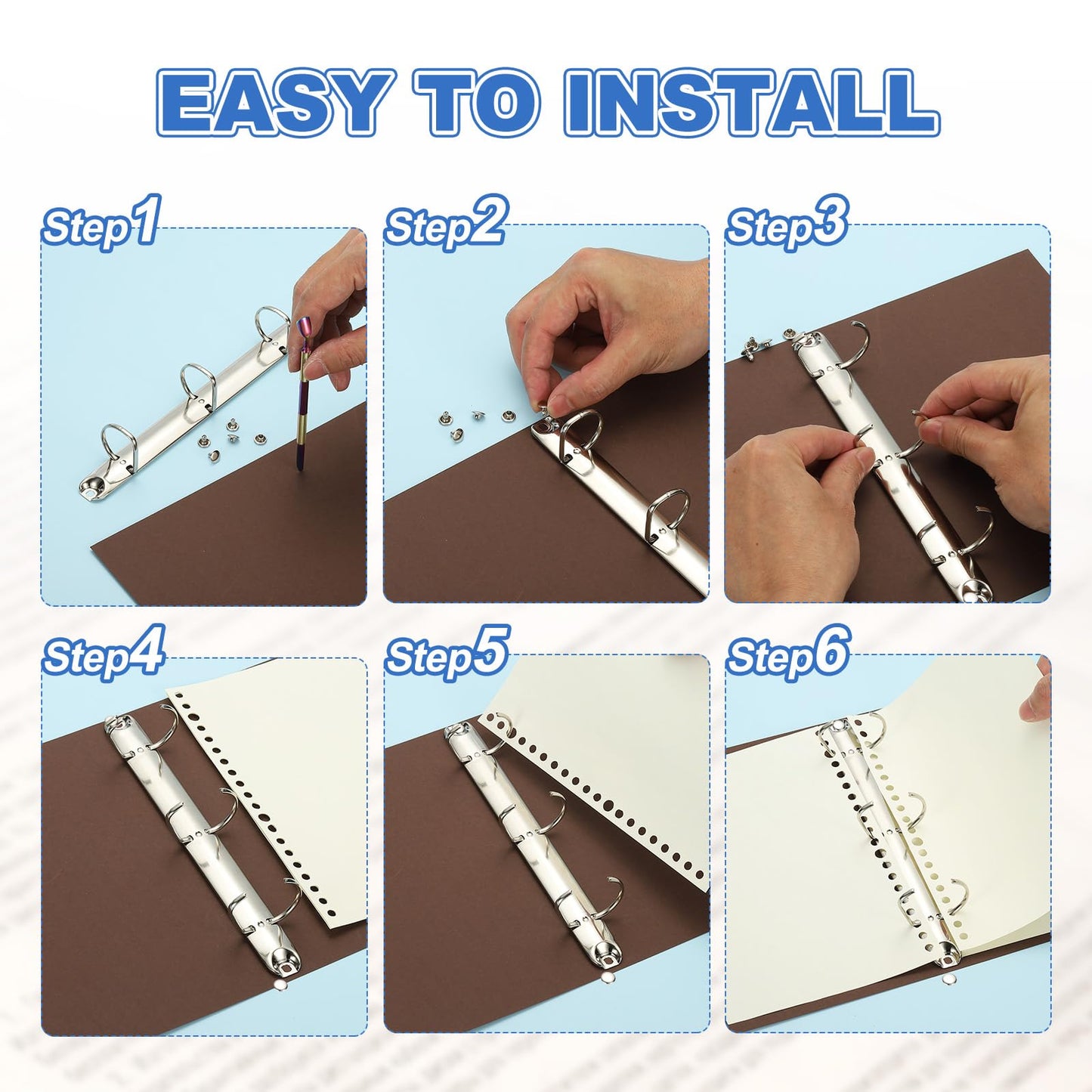 PATIKIL A4 3 Hole Ring Binder Mechanisms, 4 Set 0.63" D Ring Replacement Binder Planner Loose Leaf Binding Spines for Organizers DIY Fill Paper Storage Folder Accessories, 20mm Silver Tone