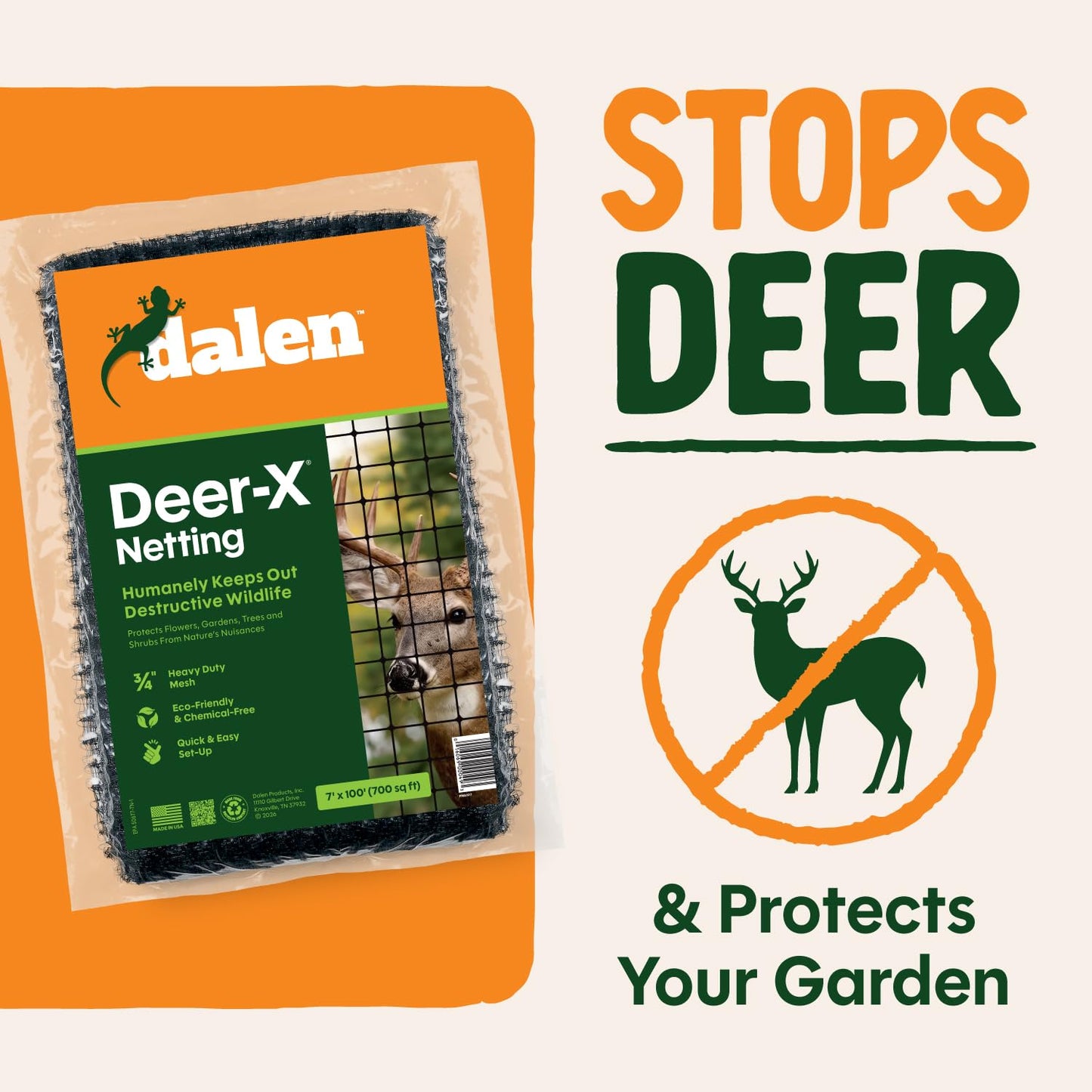 Dalen Deer-X Protective Netting for Gardens & Landscapes - 7 ft x 100 ft Black Garden Netting, 3/4-inch Mesh - Helps Deter Deer from Vegetables, Fruits & Flowers - Made of Weather-Resistant Plastic