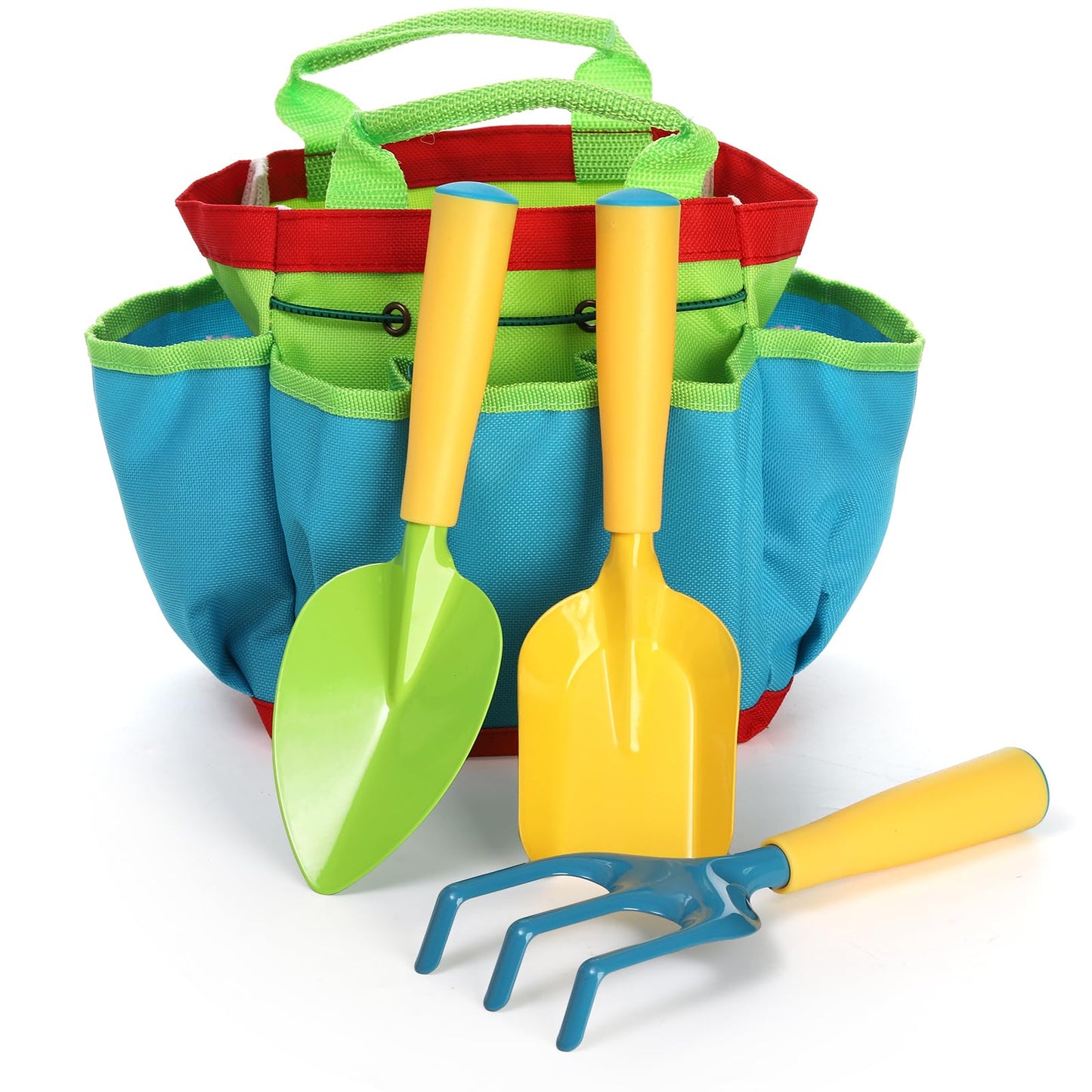 Cididu 8PCS Kids Garden Tools Set, Boys Girls Gardening Kit Tools Including Watering Can, Spray Bottle, Tote Bag, Trowel, Rake, Outdoor Garden Toy Gift for Beach