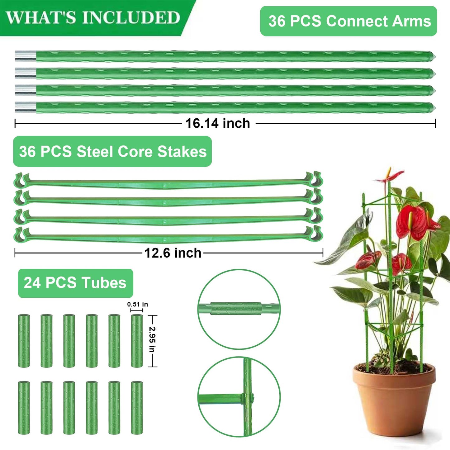 Yongblus 4Pack Tomato Cage for Garden Plant Support, Up to 48inch Garden Stakes Tomato Cage, Tomato Trellis for Potted Plants, Tomato Cages Plant Stakes Trellis for Climbing Plants Vegetables Flowers