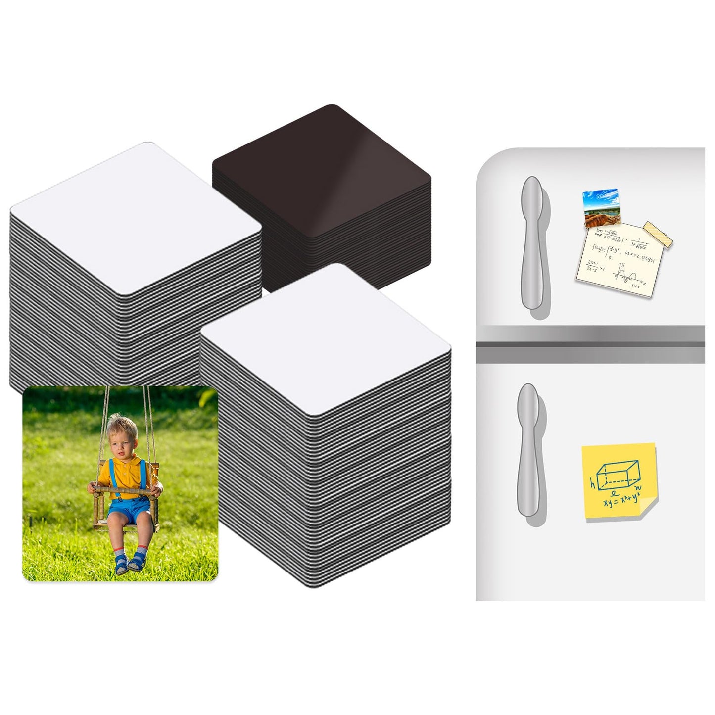 50 PCS Sublimation Magnet Blanks Metal Products Bulk Square 25 Metal Sublimation Blanks and 25 Magnets 3x3 inch Sublimation Fridge Magnet Aluminum Sign Blanks for Kitchen Office Decorative