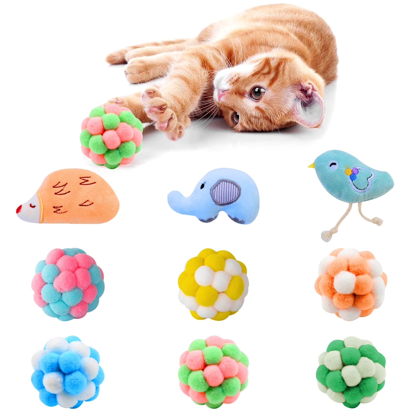 Paw Paw Babe 9 Pack Catnip Toys for Cats – Interactive Cat Toys for Indoor Cats & Kittens, Variety Bundle with Plush Animals & Catnip Balls, Fun Kitten Enrichment Toys Set