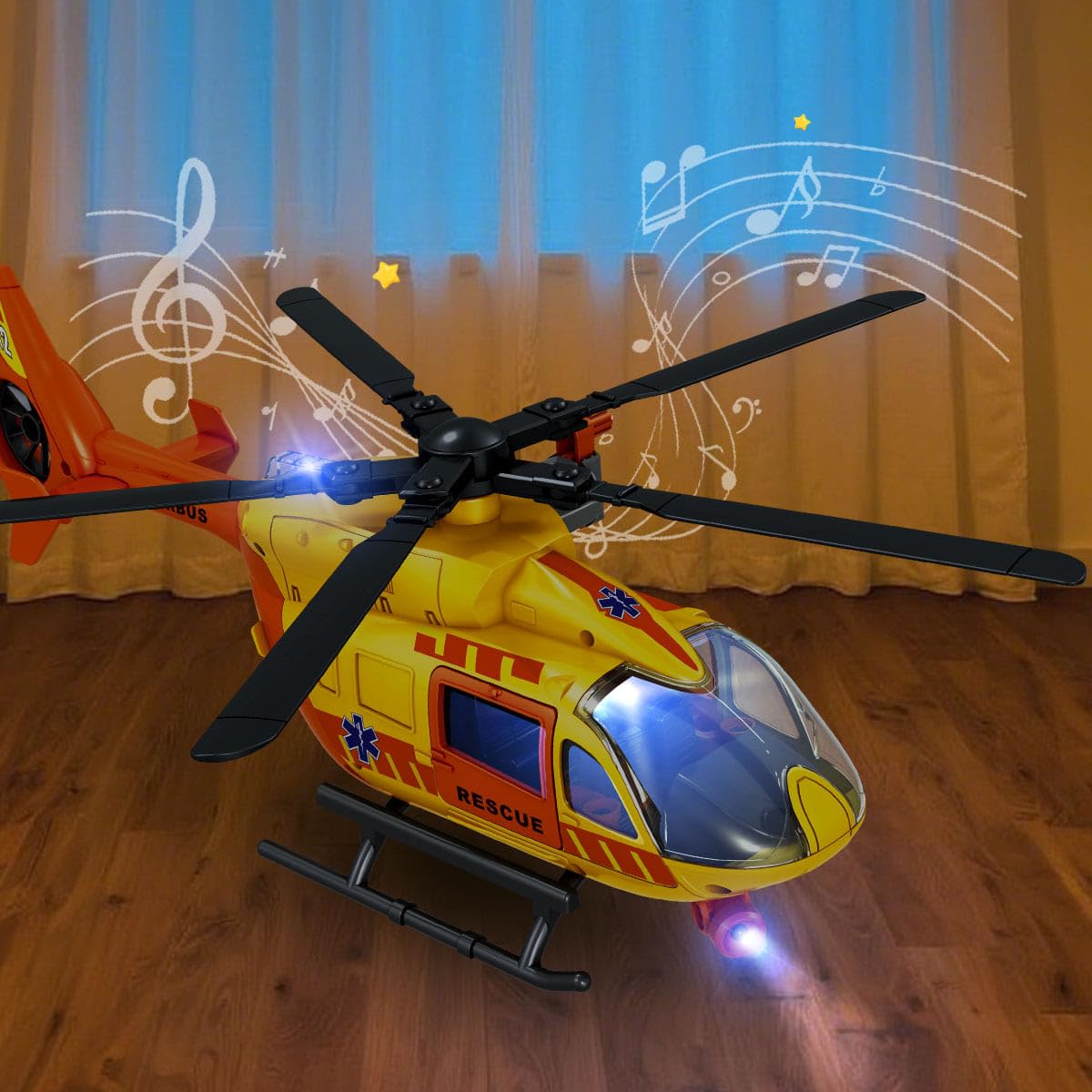 Rescue Toys Helicopter 15-in Airplane Toys for Kids with Hanging Basket Sounds and Lights for Boys Ages 3 4 5 6 7