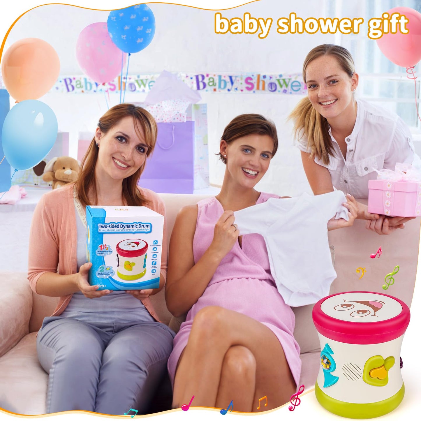 5 in 1 Baby Toy 0-6 Months Musical Early Learning Toy Drum for 1 Year Old with Light Toddler Sensory Toy for 1 2 Year Old Boy Girl Gifts