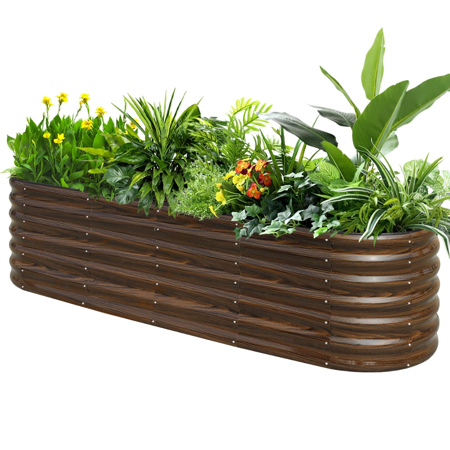 SnugNiture 96" Lx24 Wx22 H Raised Garden Bed Kit, 22" Tall Outdoor Metal Raised Planter Box for Planting Plants Vegetables Flowers Fruits, Brown
