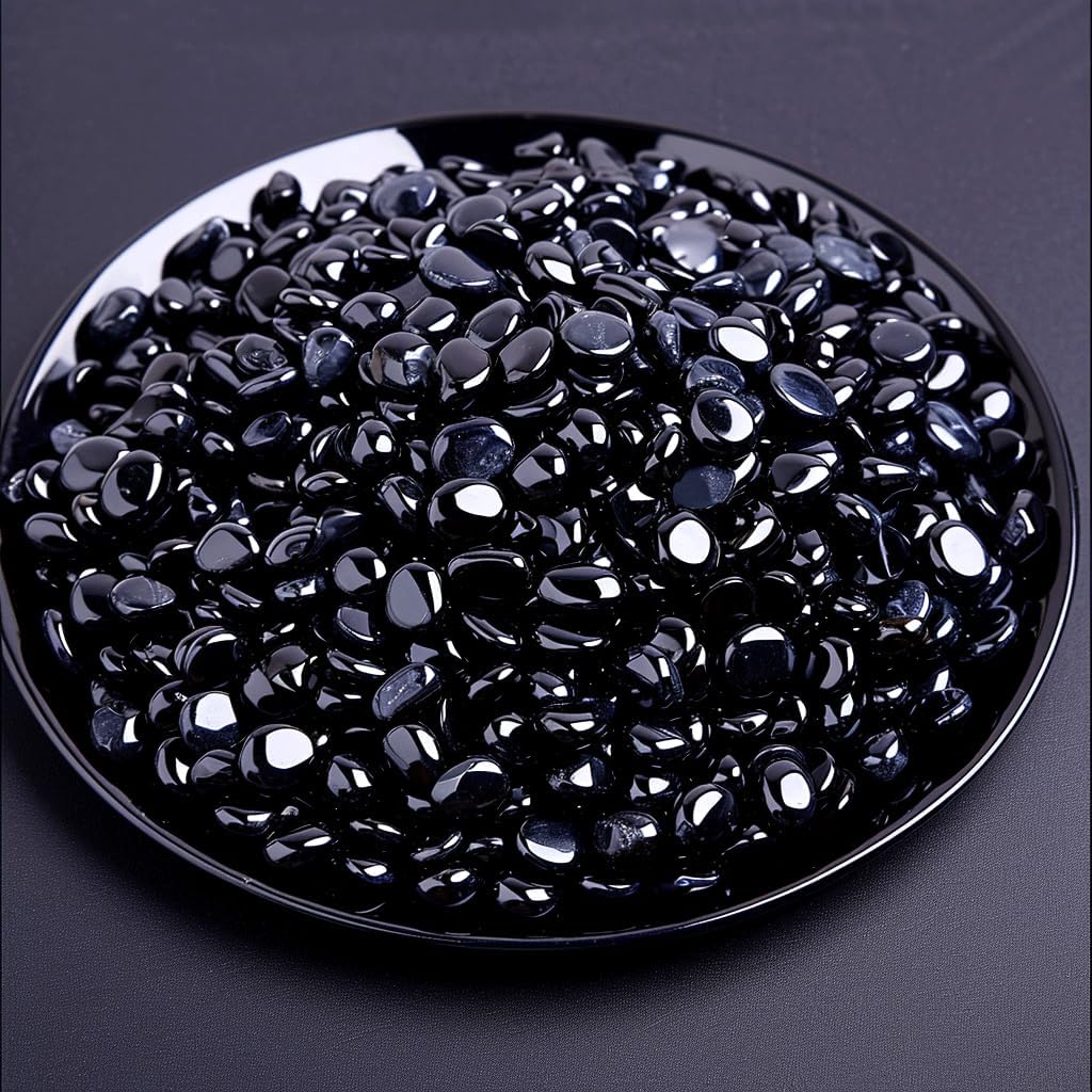SigMntun Polished Obsidian Crystal Chips 200 Pcs - 0.3" 10 oz Tumbled Stone Chips Crushed Sea Glass Stones Healing Reiki Crystal Making Home Decoration
