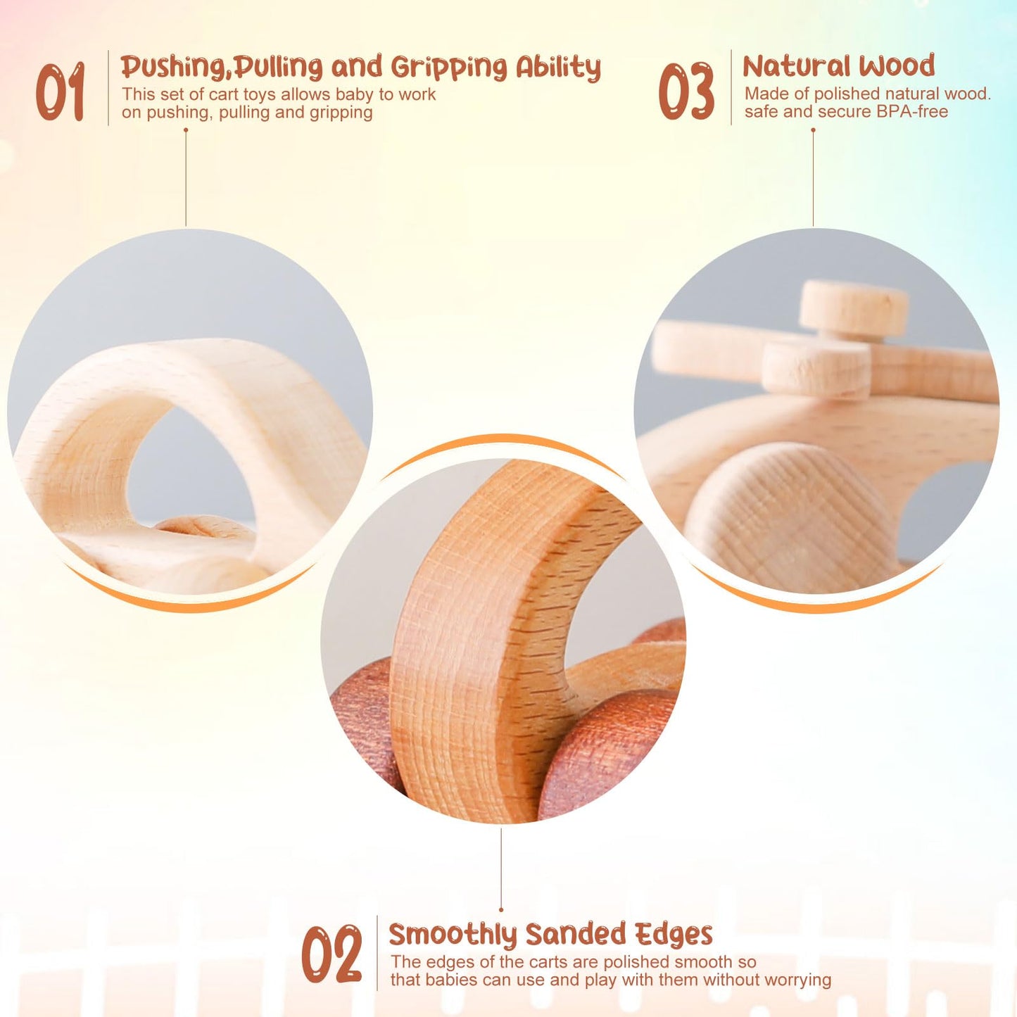 Wooden Baby Car and Airplane Toys,Wood Push Car for Toddler Montessori Baby Grip Toy Car,Gifts for Boys and Girls,Push and Pull Toy Car 2 Pieces