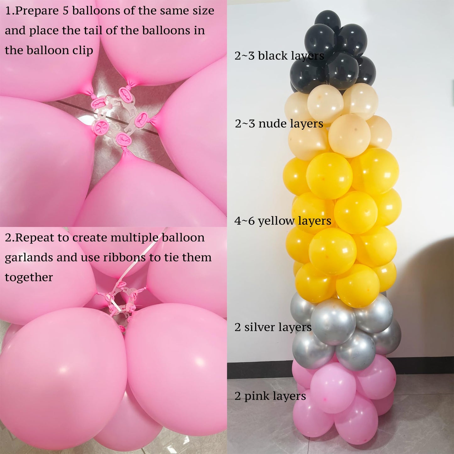 PartyXpress 192PCS Pencil Balloon Arch Garland Kit for Back to School Garland, Welcome Back Party Supplies Decor, First Day of Kindergarten Decorations, Teacher Graduation Party