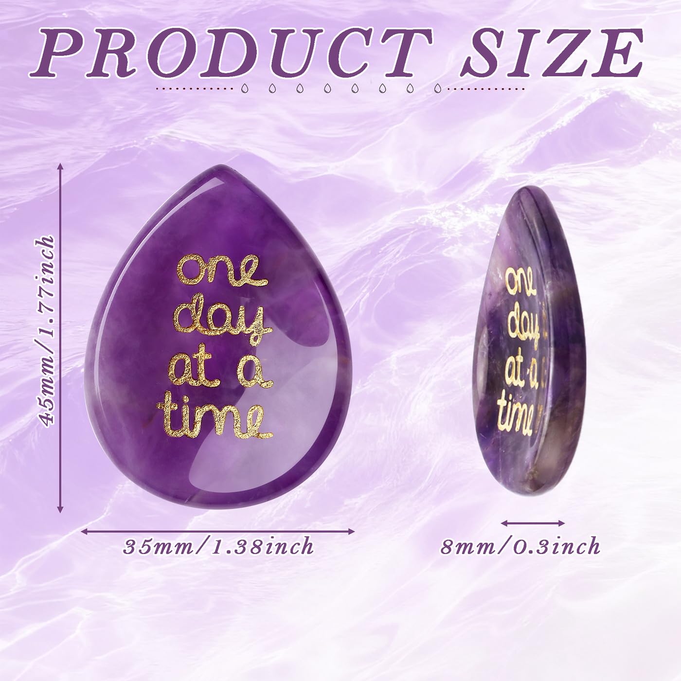 One Day at A Time Amethyst Thumb Worry Stone for Anxiety Crystals Healing Stones Inspirational Stone for Meditation Worry Stones for Stress Relief Sobriety Gifts Thinking of You Gifts for women
