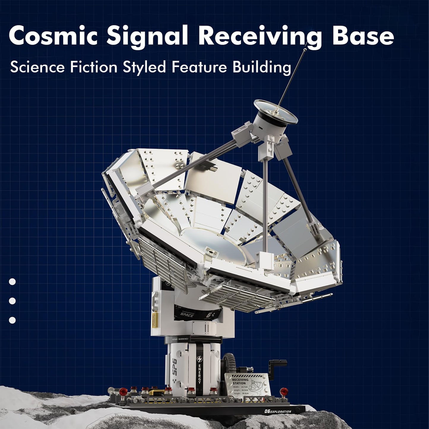 Sosuy Space Exploration Radio Telescope Building Blocks Set, STEM Toys for Boys 8+, Satellite Communication Base Model, Space-Themed Kit for Kids Adult Teens Girls Display