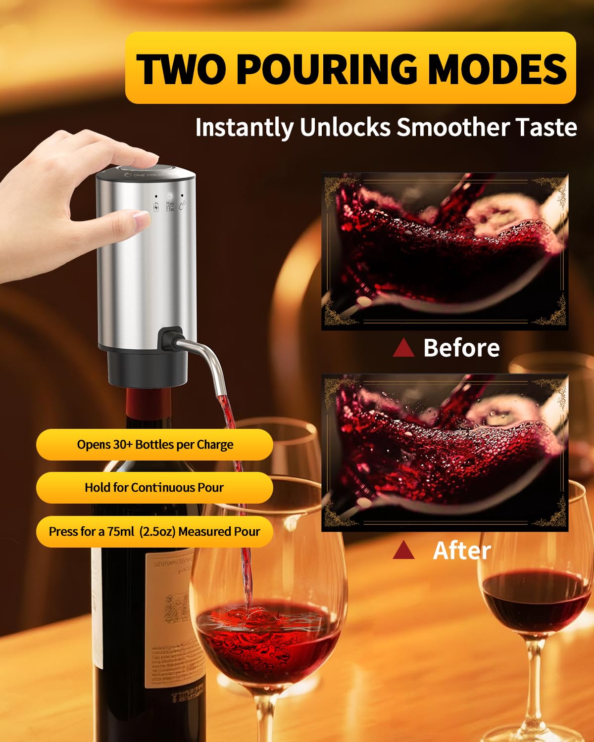 CIRCLE JOY Rechargeable Electric Wine Opener Set 8-in-1 Stainless Steel Automatic Wine Bottle Opener Gift Set w/Electric Wine Aerator Pourer, Foil Cutter, Wine Drip Ring, Vacuum Pump & 2 Wine Stoppers
