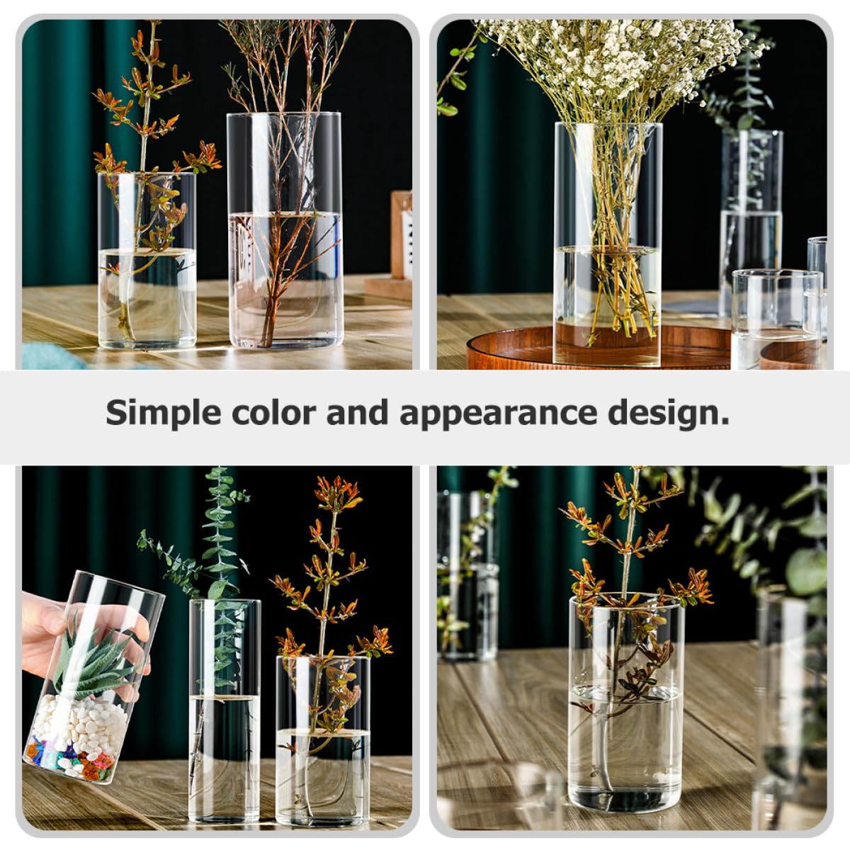 VALICLUD Glass Cylinder Vase 10x25cm High Borosilicate Hydroponic Flower Vase Decorative Glass Terrarium for Indoor Plants and Flower Arrangements
