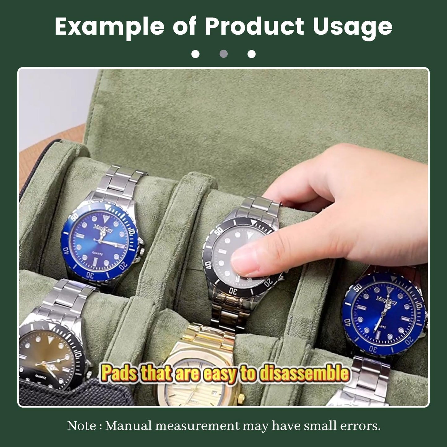 YANHHAN Watch Roll Travel Case for Men - Multifunctional Leather Watch Travel Cases Watch Display Box Cabinet ，Christmas Gift for Man/Woman/Office,daily watch case(green)