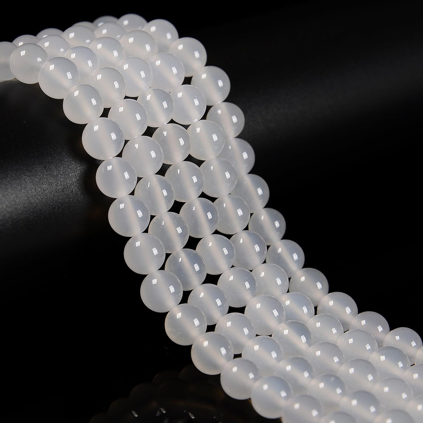 48Pcs 8mm White Agate Natural Faceted Round Loose Real Stone Beads Gemstone Genuine for DIY Hand Made Craft Jewelry Bracelet Earring Necklace String Making Energy Healing Power
