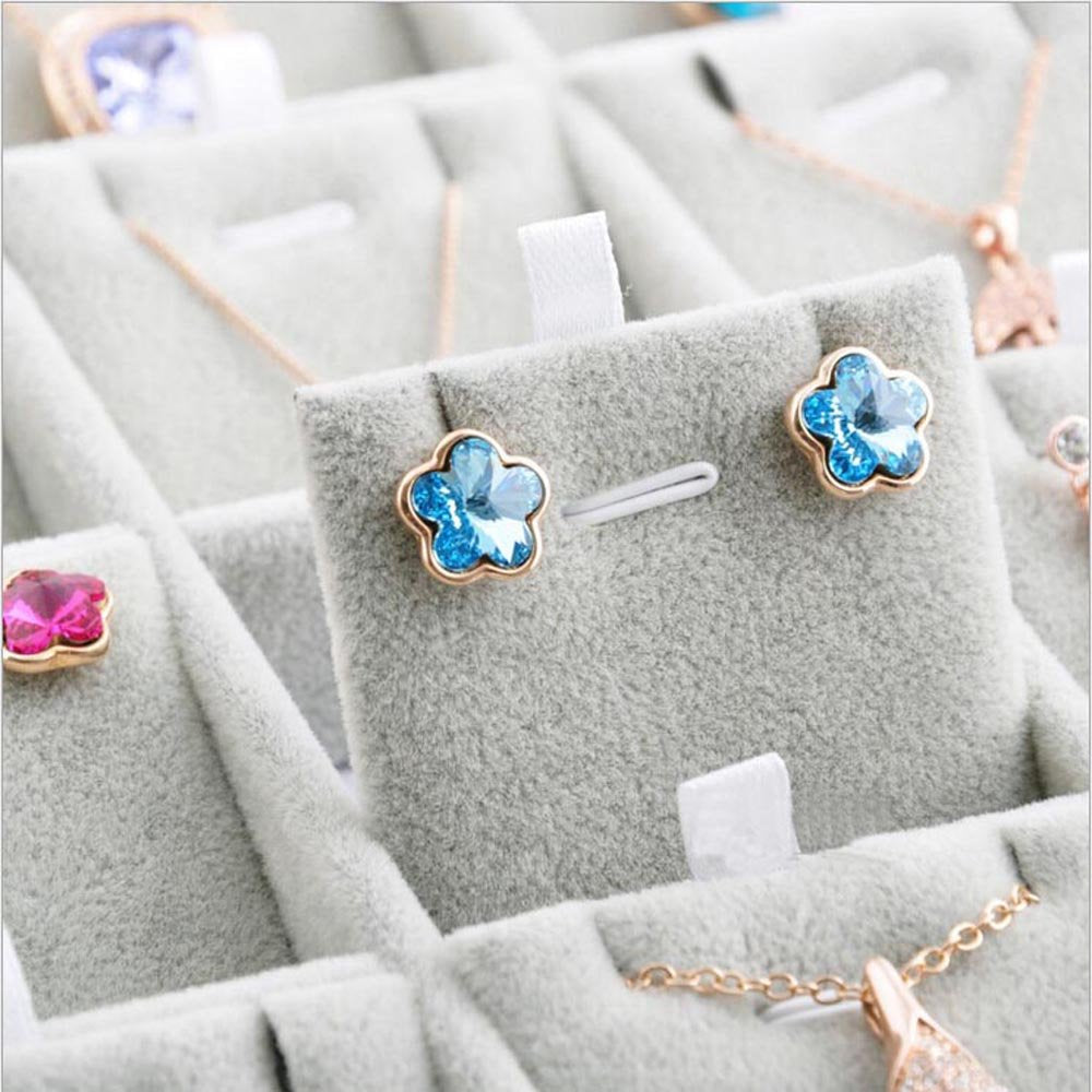 Oirlv Velvet Jewelry Tray 24 Grid liner Pendant Earrings Organizer Storage Trays Showcase Display Jewelry Holder