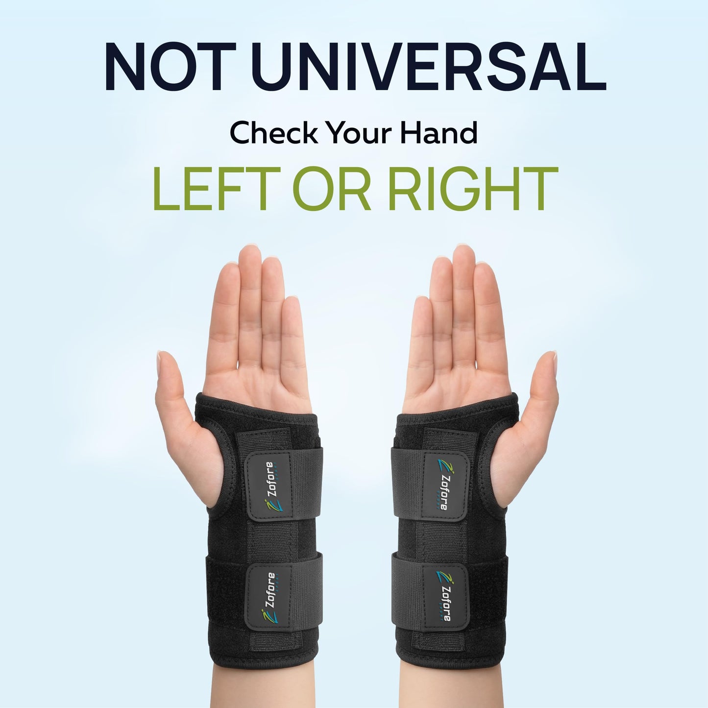 ZOFORE SPORT Carpal Tunnel Wrist Brace Support with 2 Straps and Metal Splint Stabilizer - Helps Relieve Tendinitis Arthritis Carpal Tunnel Pain - Reduces Recovery Time for Men Women - Left (L/XL)