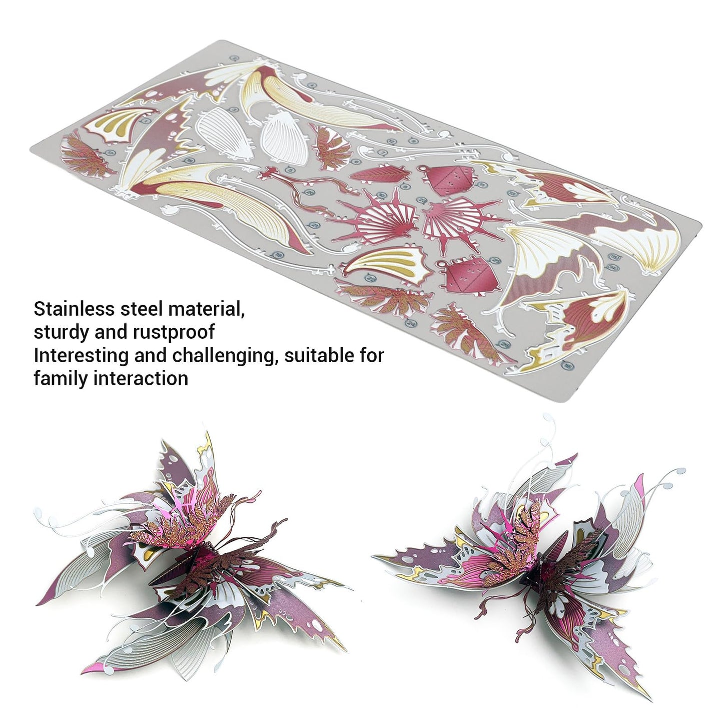 3D Metal Puzzle for Teens and Adults, DIY Butterfly Model Metal Craft Building Kit, Stainless Steel Assembly Toy, Flying Animal Puzzles Toys, Birthday New Year Gifts