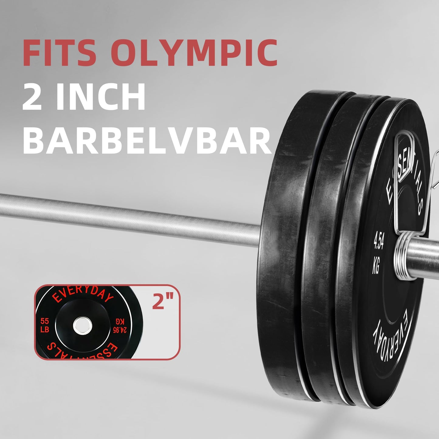 Fitvids Olympic Bumper Plates Set 2' Weight Plates for Strength Training & Weightlifting Set: 280 lbs (4x 10LB+2x 15/25/35/45 LB Pairs)