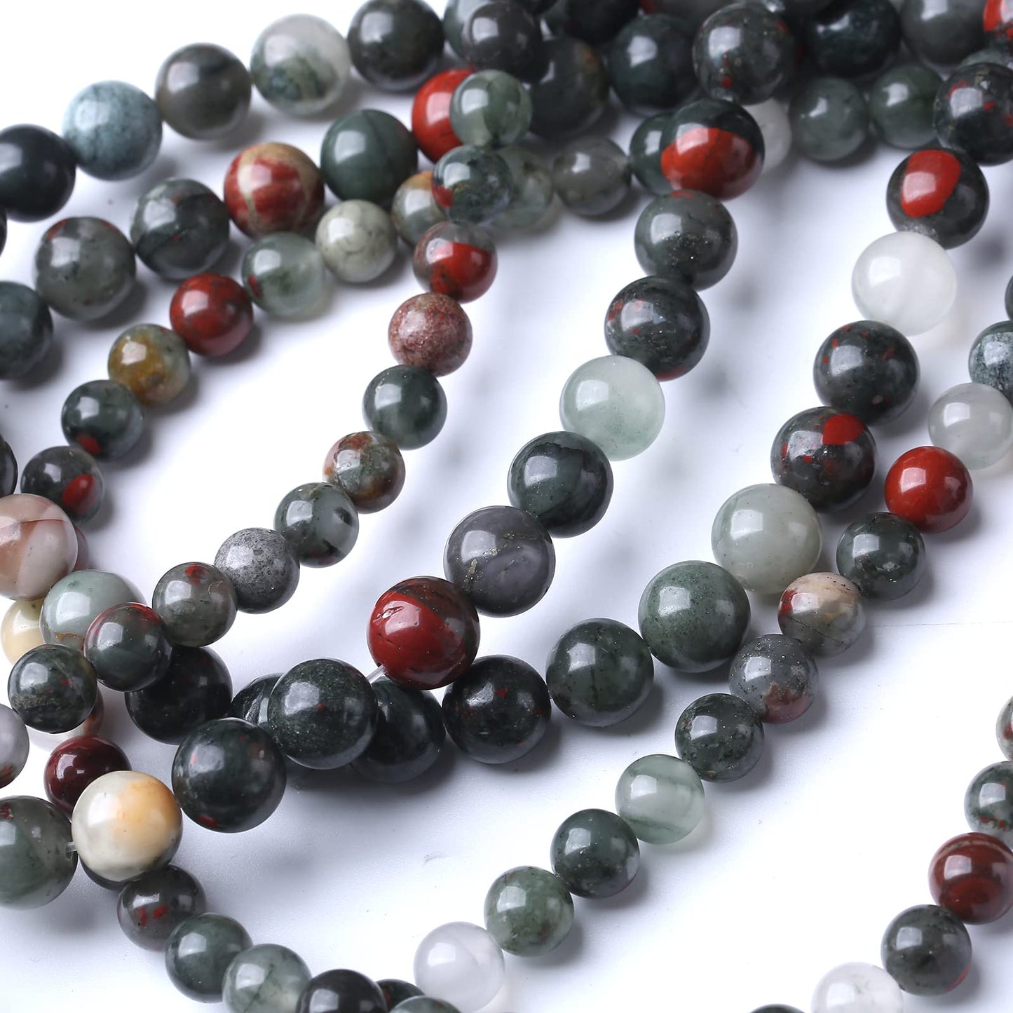 60PCS 6MM Natural African Bloodstone Stone Beads Energy Healing Beads for DIY Jewelry Bracelet Necklace Making for Jewelry Making15Inch
