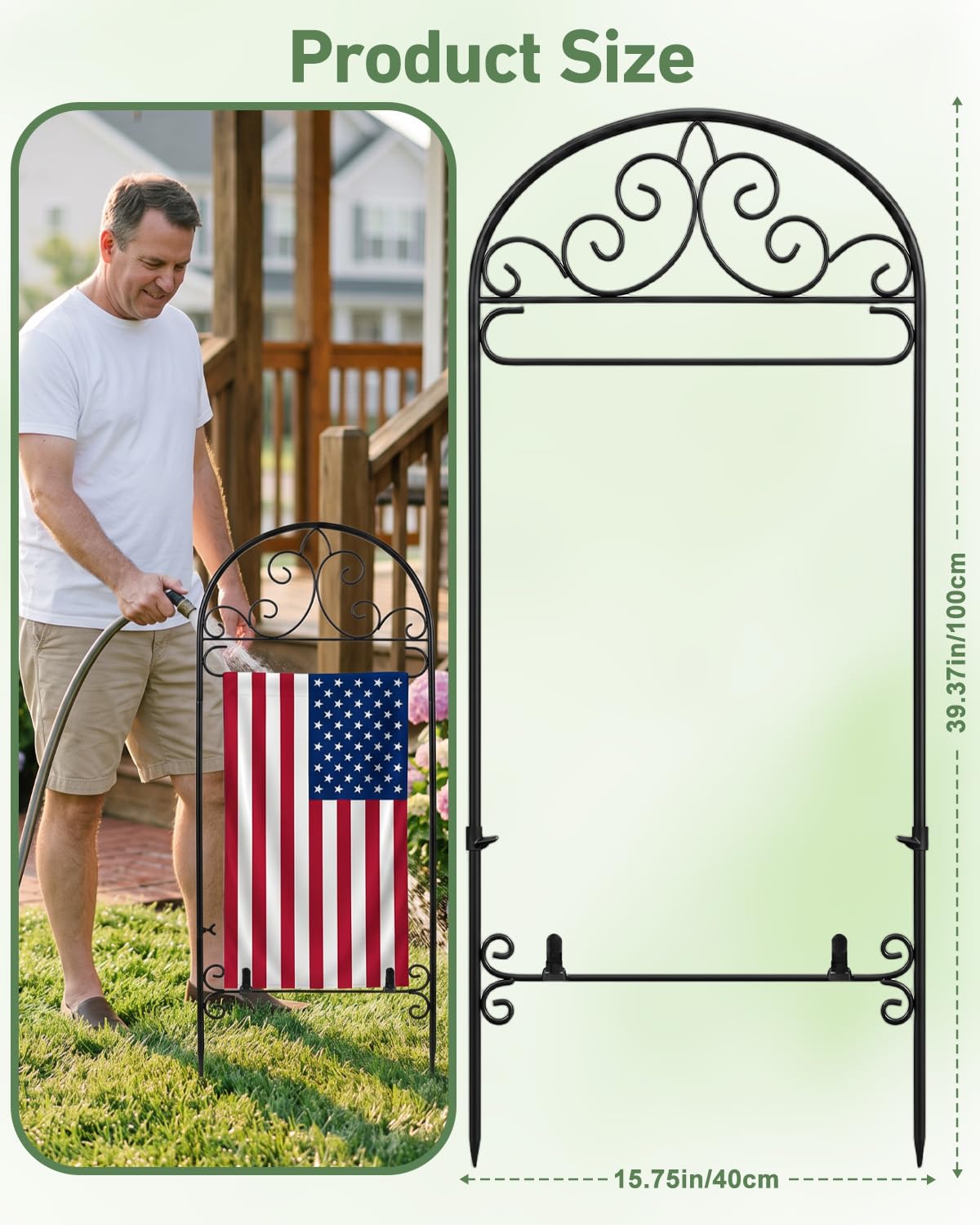 Xeeol Garden Flag Holder 1P, Heavy Duty Metal Yard Flag Stand for Outside, 40in x 16in Flags Stand Pole Fits Max 14in x 22in Flags - Outdoor Lawn Decor(Without Flag)