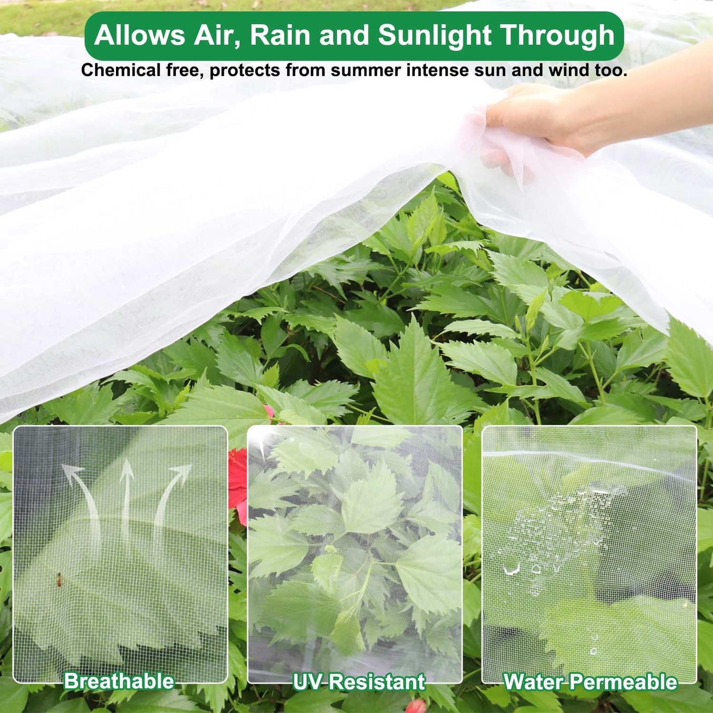 KLEWEE Thicker Garden Netting for Raised Beds, 10 x 33 FT Ultra Fine Garden Mesh Netting Barrier Screen Protection Netting for Vegetable Plants Fruits Flowers Crops Row Covers