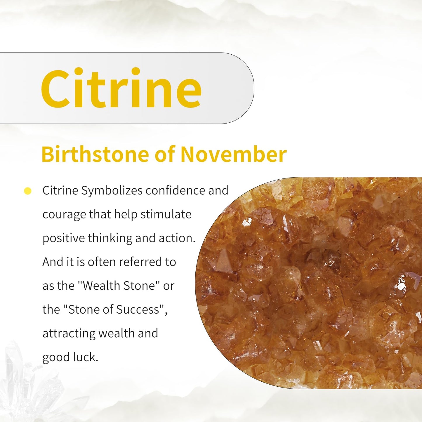 TUMBEELLUWA Natural Citrine Crystal Cluster Geode Raw Crystals and Healing Stones Mineral Specimen Rock Collection Display Decor for Home, 51-100 g